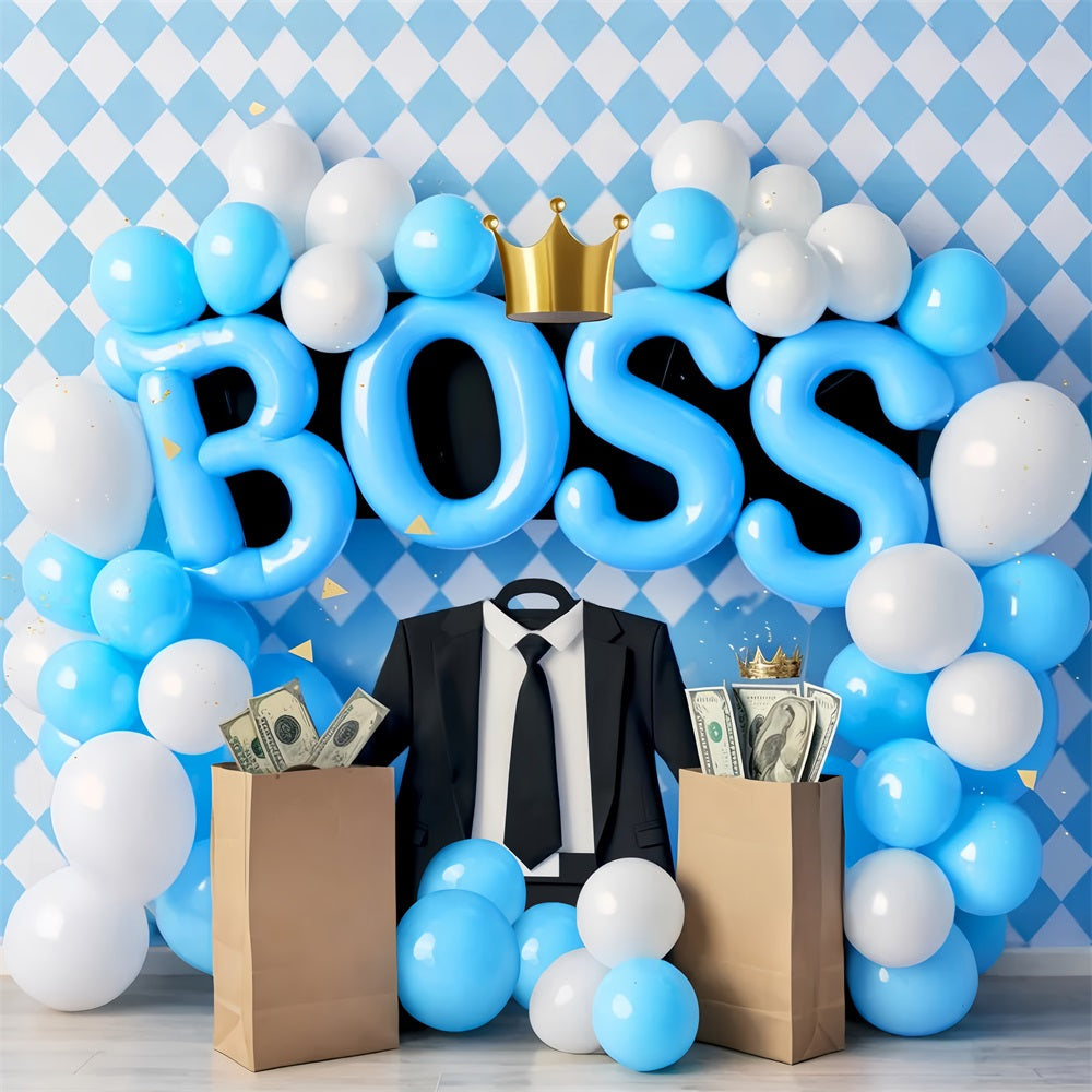 Neugeborenen Fotohintergrund Blaue Boss-Krone Feier Kinder Fotohintergrund LXX58-392