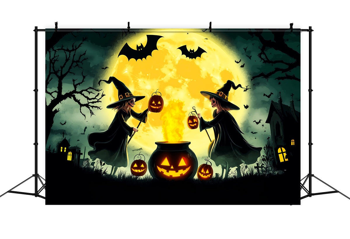 Garagentor Halloween Kulisse Mondschein Hexen Foto Hintergrund LXX58-4
