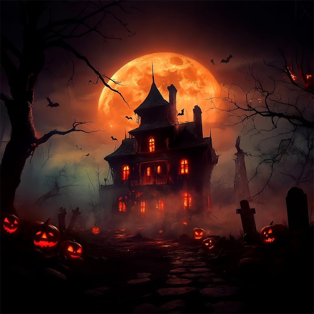 Spukhaus Foto Hintergrund Crimson Moon Horror Hintergrundkulisse LXX58-44