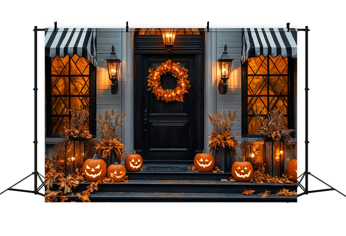 Halloween Backdrop Ideen Eleganter Kürbis Veranda Foto Hintergrund LXX58-49