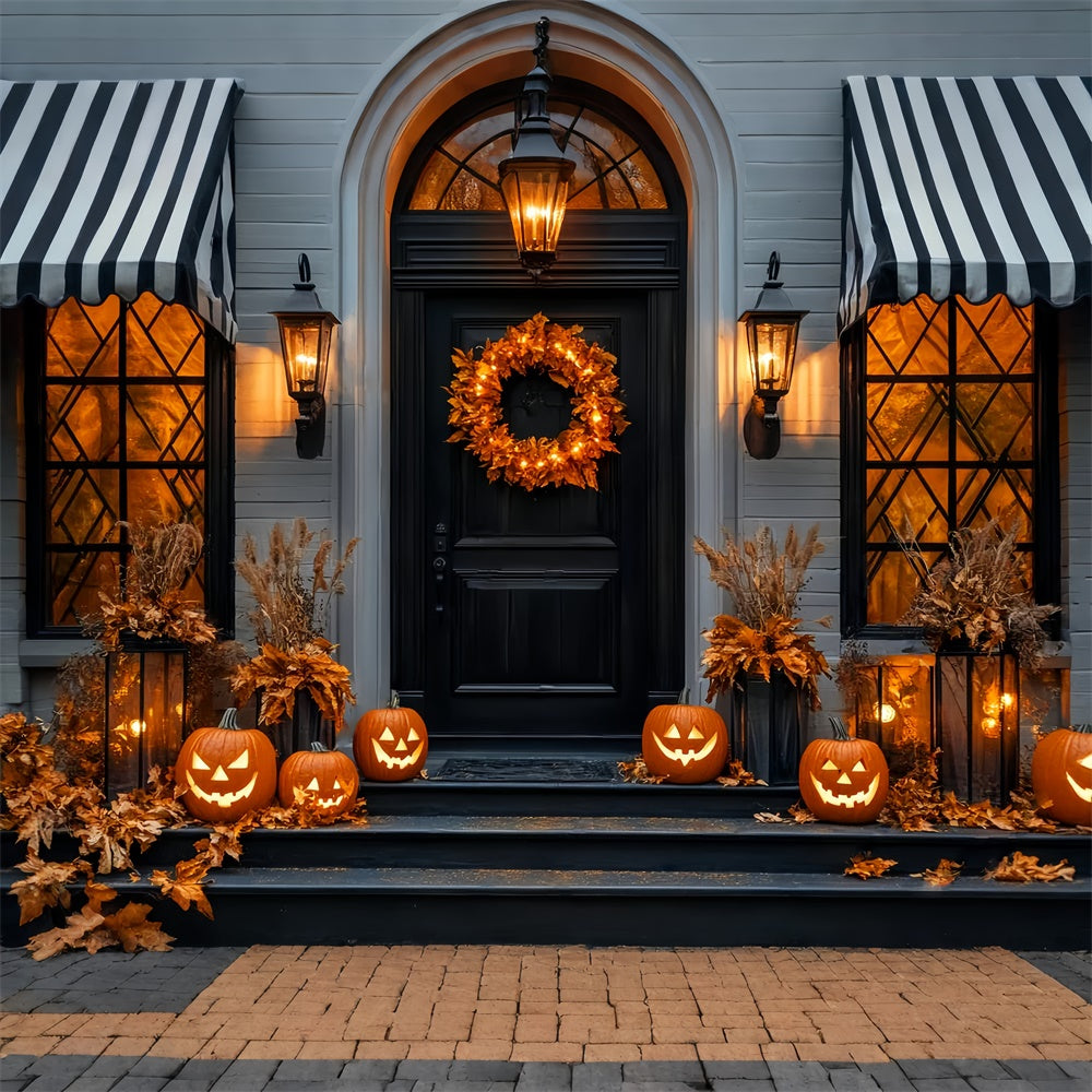 Halloween Backdrop Ideen Eleganter Kürbis Veranda Foto Hintergrund LXX58-49