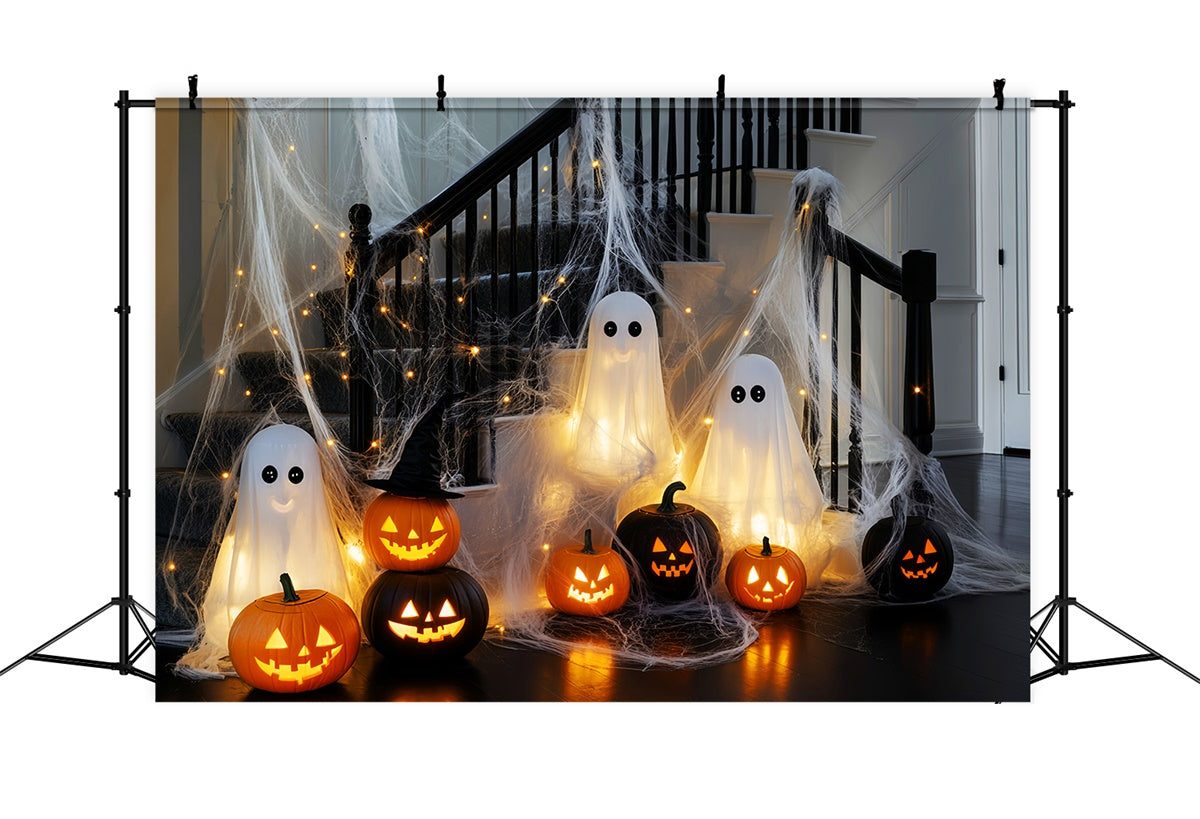 Gruselige Halloween-Hintergründe Glühender Geist Treppe Foto Hintergrund LXX58-5