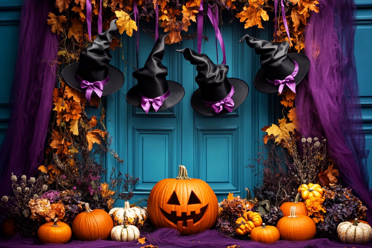 Halloween Backdrops Hexenhut Türöffnung Magische Foto Hintergrund LXX58-50