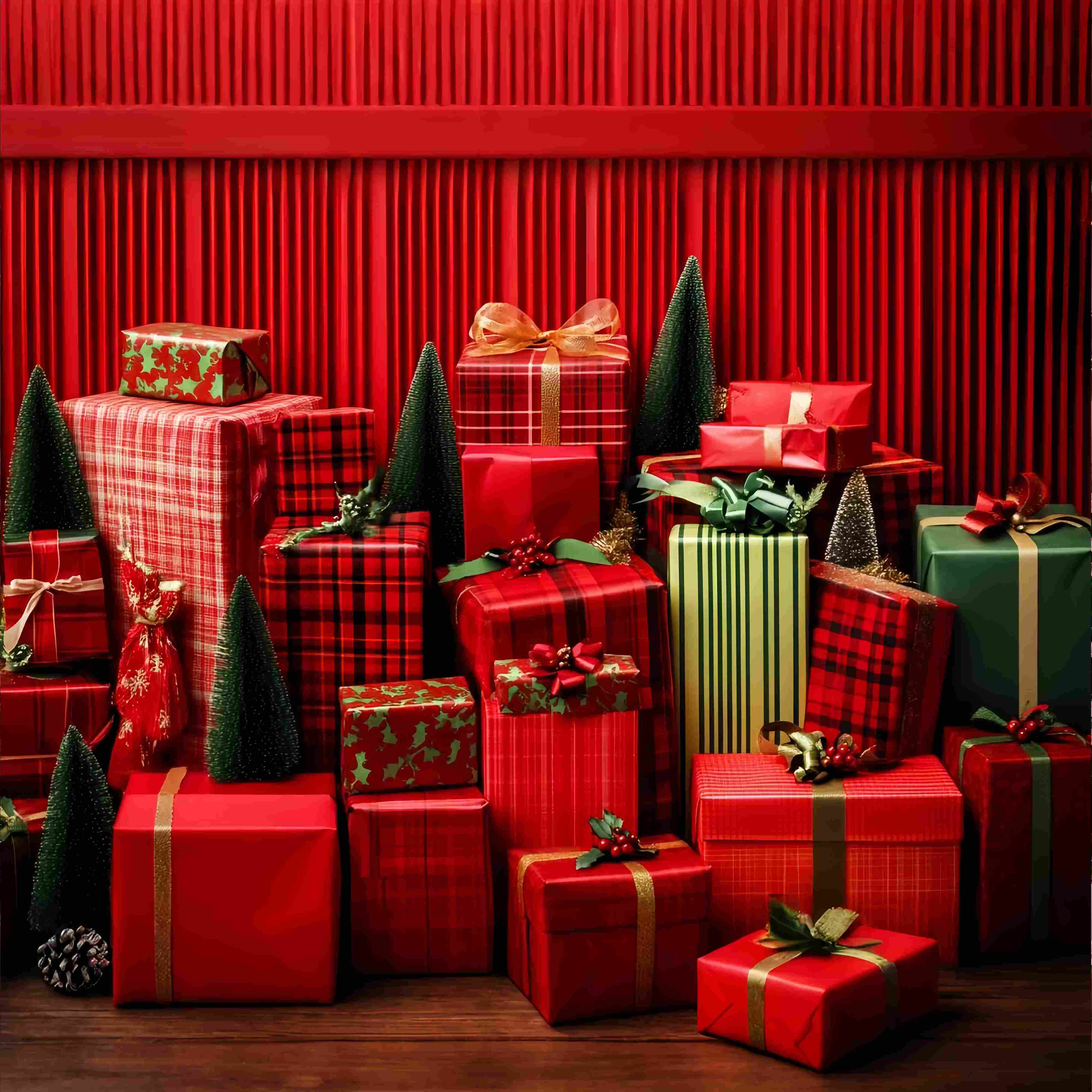 Rote Weihnachten Foto Hintergrund Rot kariert eingewickelt Geschenke Weihnachten Backdrops für Fotografie LXX58-58