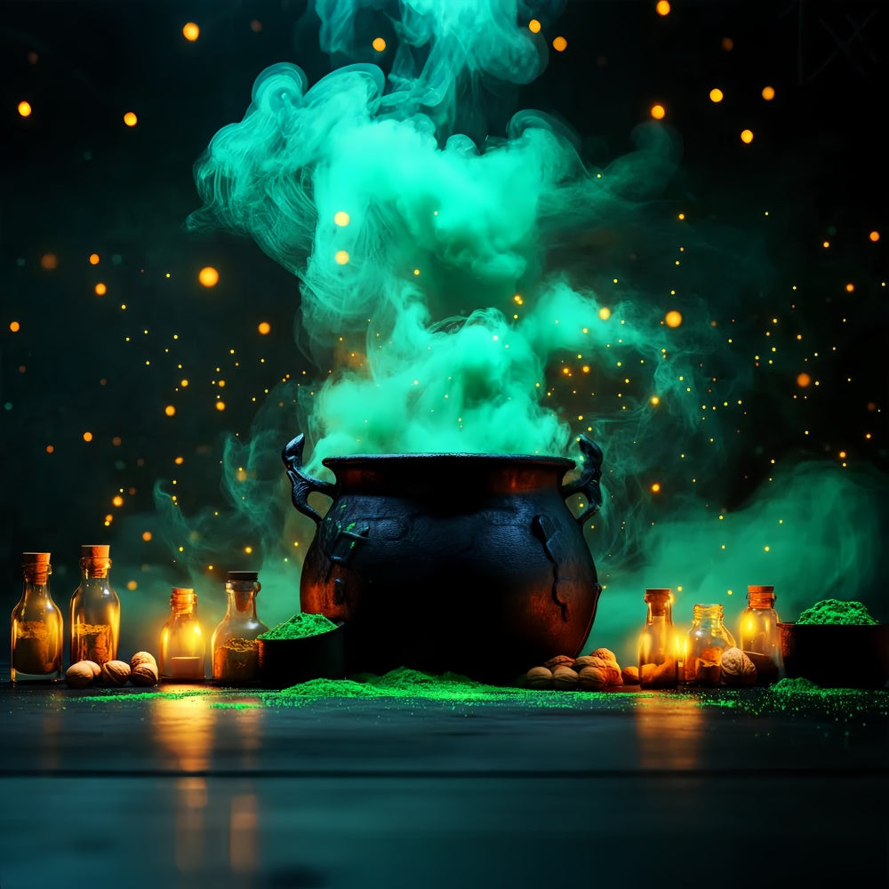 Halloween Fotohintergrund Nebelhexe Kessel Hintergrund LXX58-6