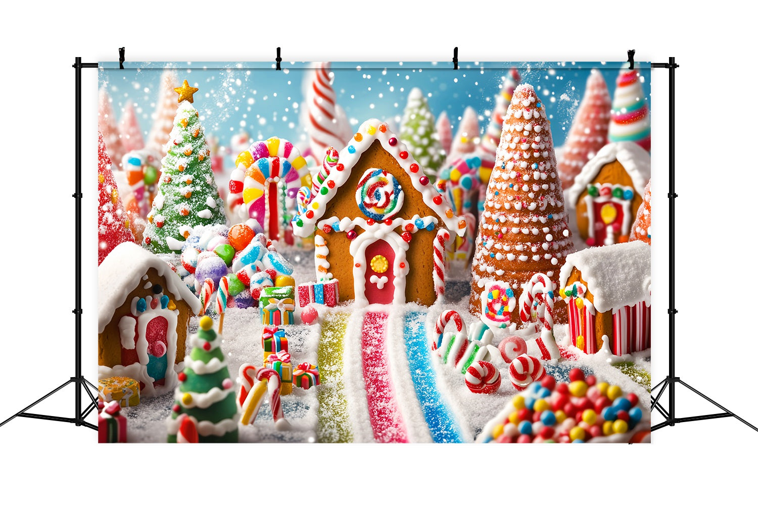 Candyland Weihnachts Foto Hintergrund Candyland Lebkuchen Dorf Szene Weihnachts Hintergrund Ideen LXX58-90