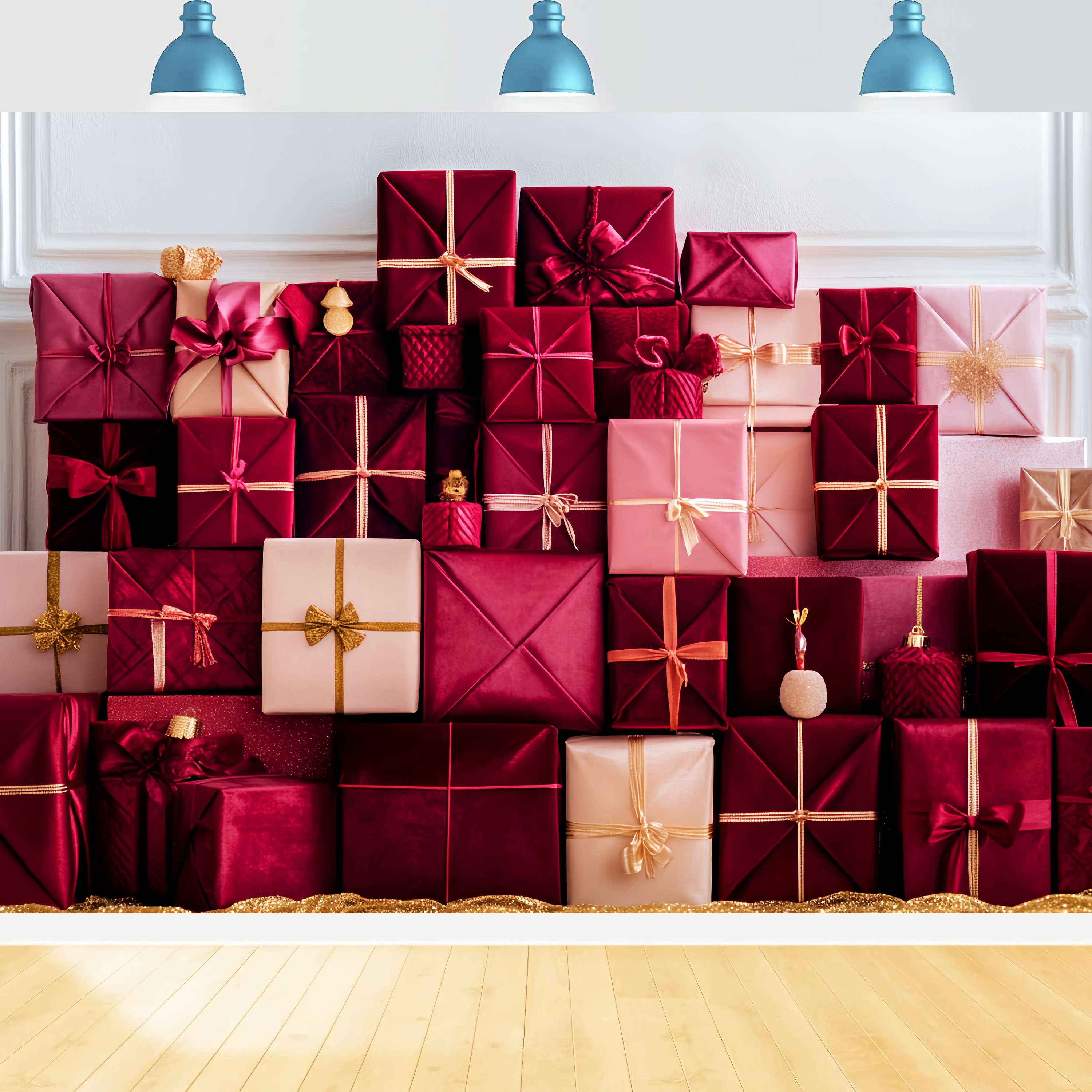 Weihnachten Wand Foto Hintergrund Red Blush Luxus Geschenk Stack Weihnachten Backdrops LXX58-93
