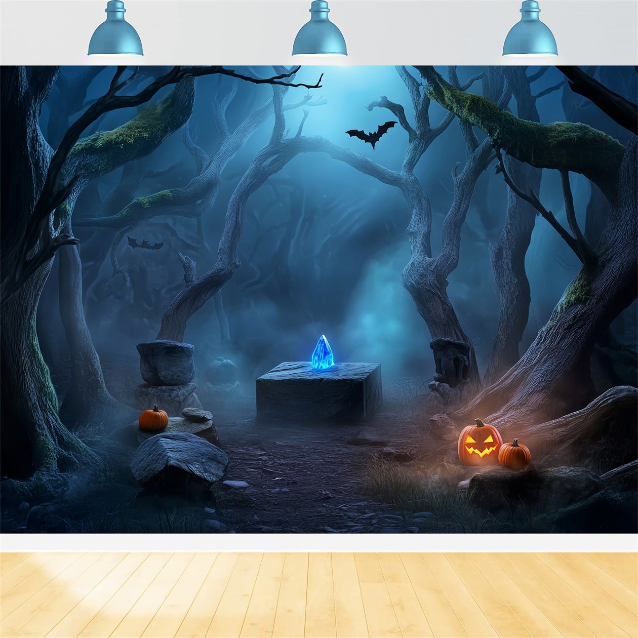 Spukwald Fotohintergrund Kristallaltar Spukwald Gruseliger Halloween Fotohintergrund LXX59-119