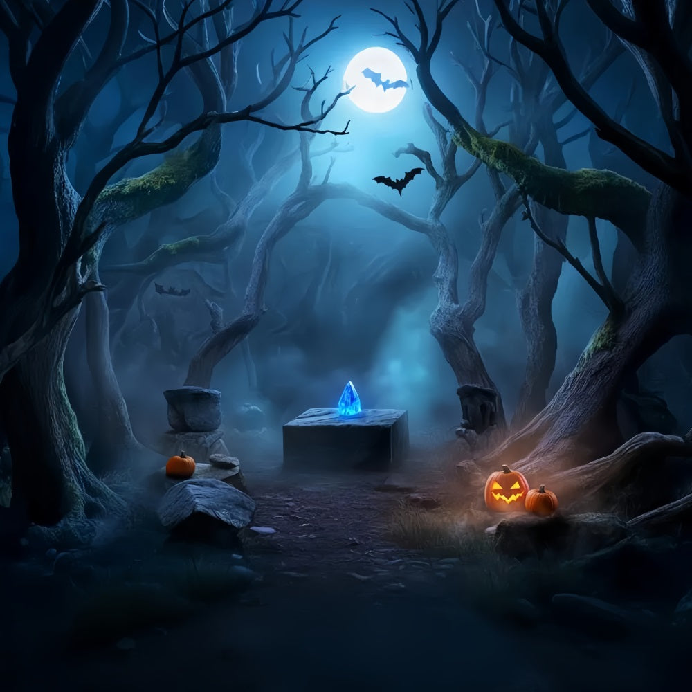 Spukwald Fotohintergrund Kristallaltar Spukwald Gruseliger Halloween Fotohintergrund LXX59-119