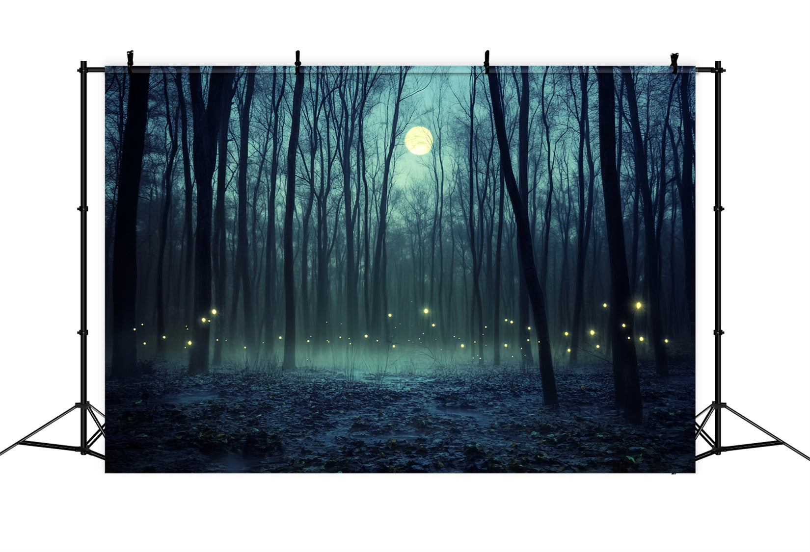 Spukwald Fotohintergrund Mondbeschienener Wald Glühwürmchenglühen Halloween-Fotohintergründe LXX59-121