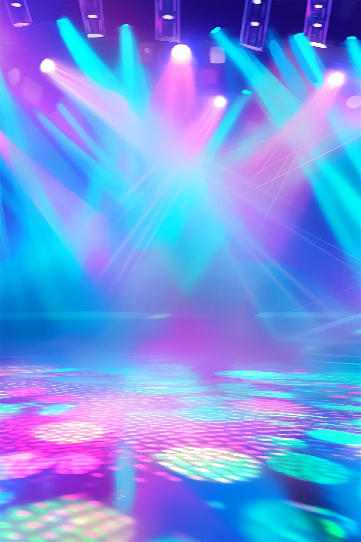 Abstrakter Tanzstudio-Fotohintergrund Lebendige Neon-Bühnenbeleuchtung Tanzfotohintergrund LXX59-14