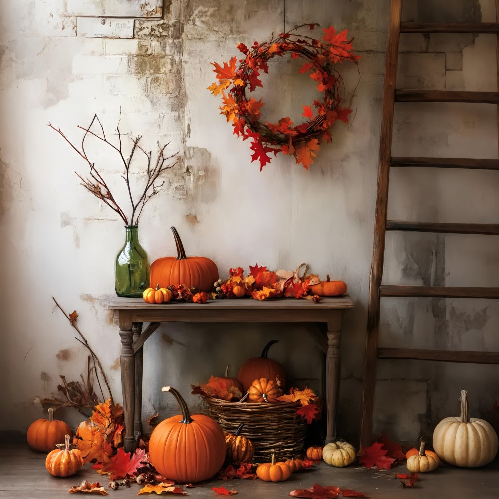 Halloween-Farbbackdrop Rustikales Kürbis-Herbstarrangement Halloween-Backdrop-Ideen LXX59-149
