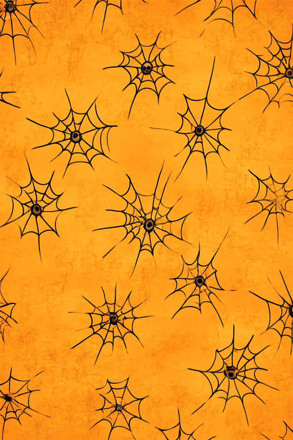 Farbbackdrop mit orangefarbenem Fotohintergrund und Spinnennetz-Muster Halloween-Fotobox-Backdrop LXX59-151