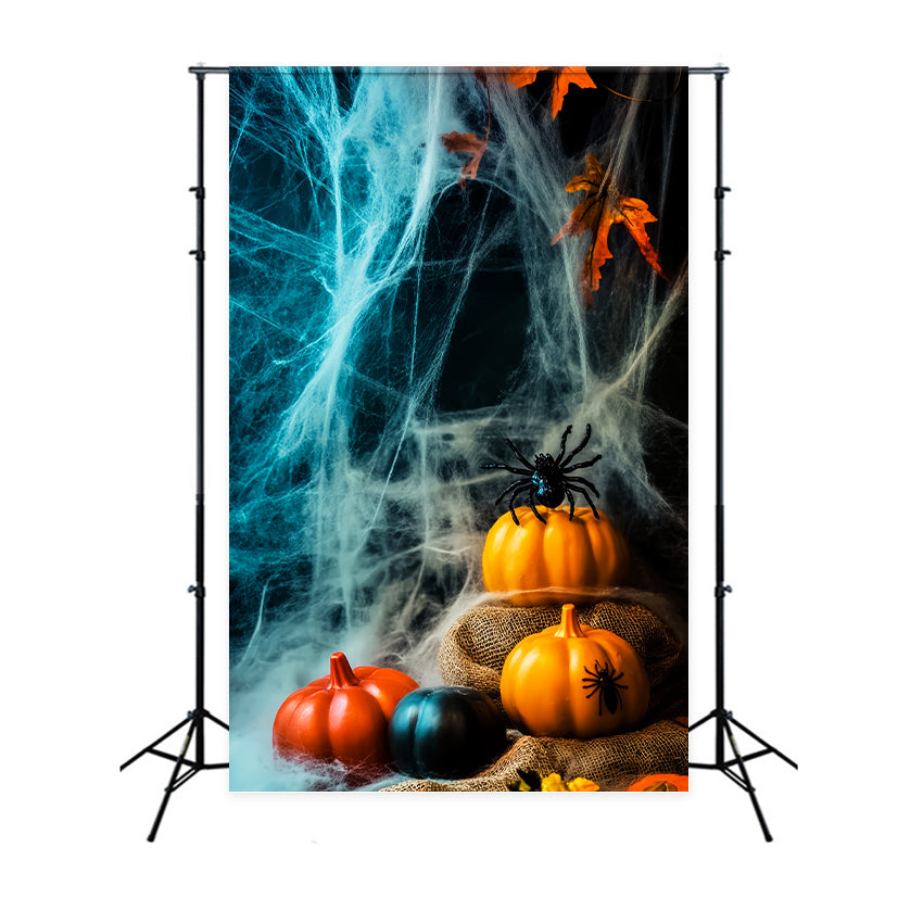 Farbiger Fotohintergrund Kürbis Spinne Spinnweben Halloween-Fotohintergründe LXX59-155