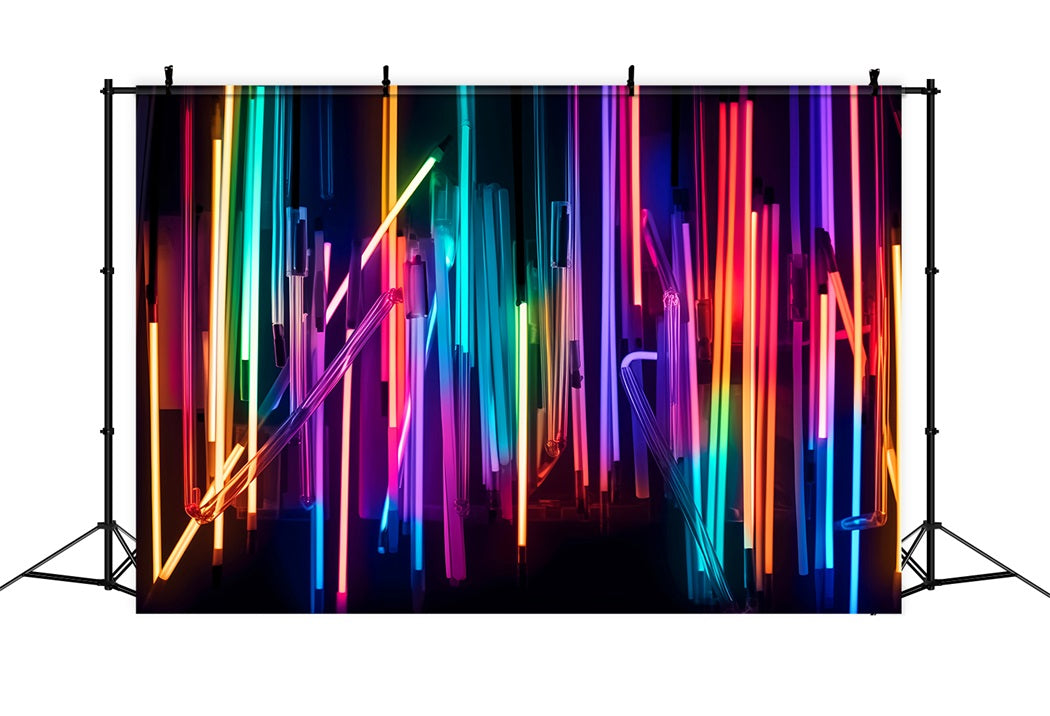 Tanzstudio-Fotohintergrund Neon-Regenbogen-Leuchtlichter Fotografie Tanz-Fotohintergrund LXX59-17