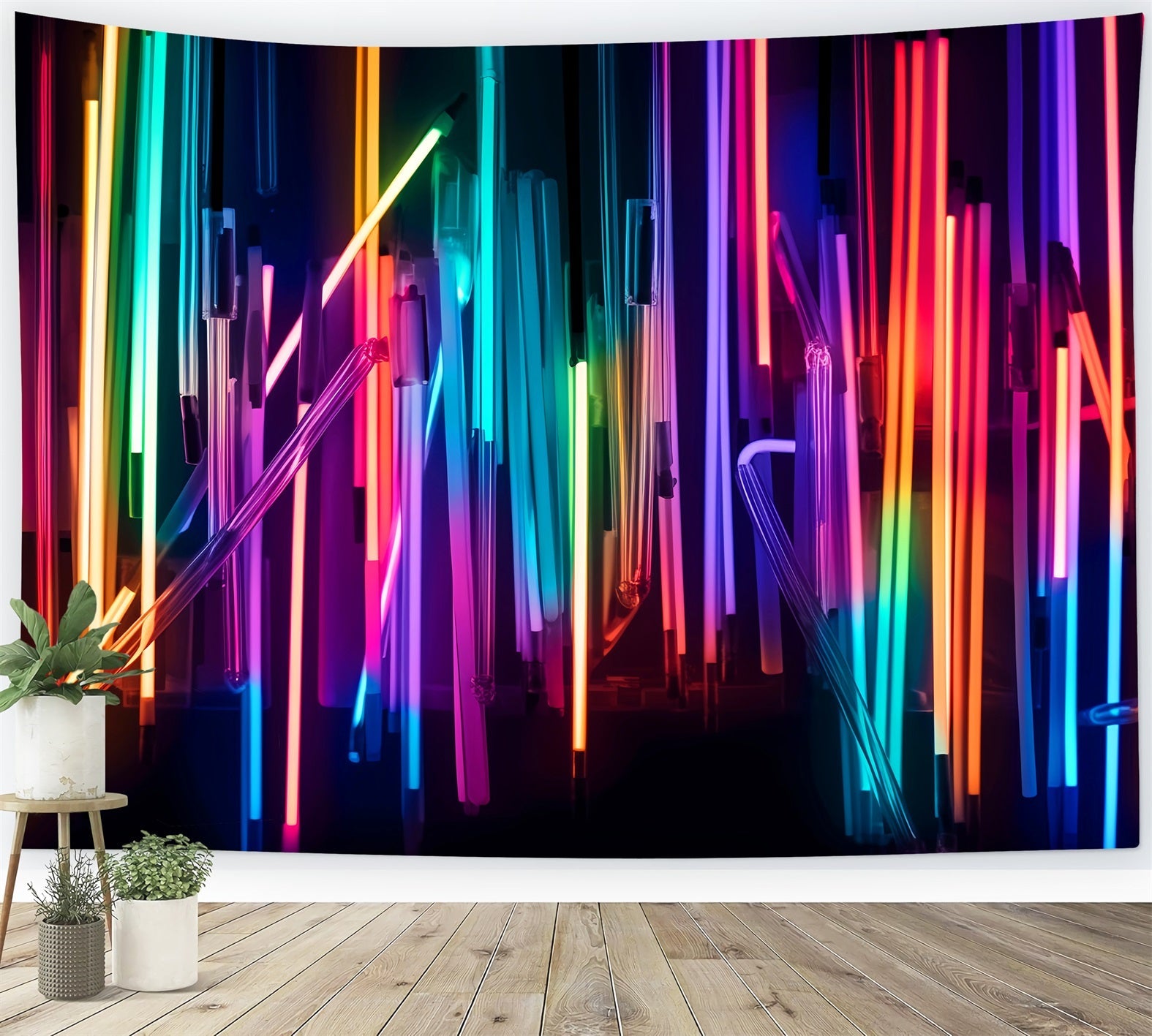 Tanzstudio-Fotohintergrund Neon-Regenbogen-Leuchtlichter Fotografie Tanz-Fotohintergrund LXX59-17