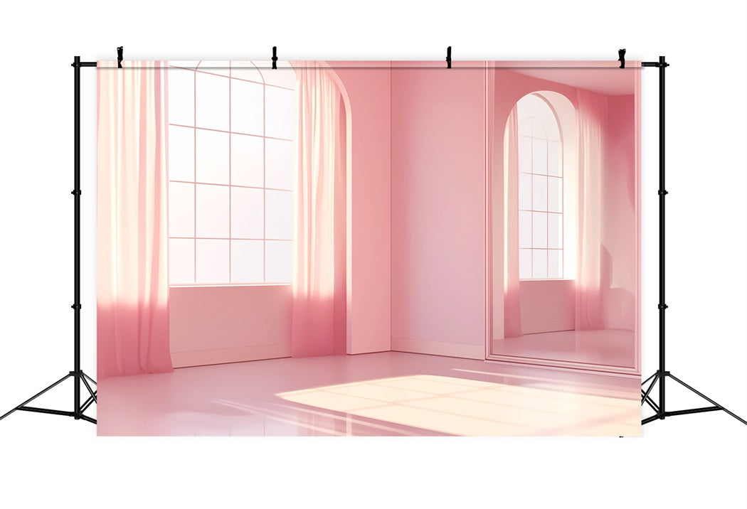 Tanzstudio-Fotohintergrund Minimalistischer rosa Spiegel Studio Schule Tanzfotohintergrund LXX59-26