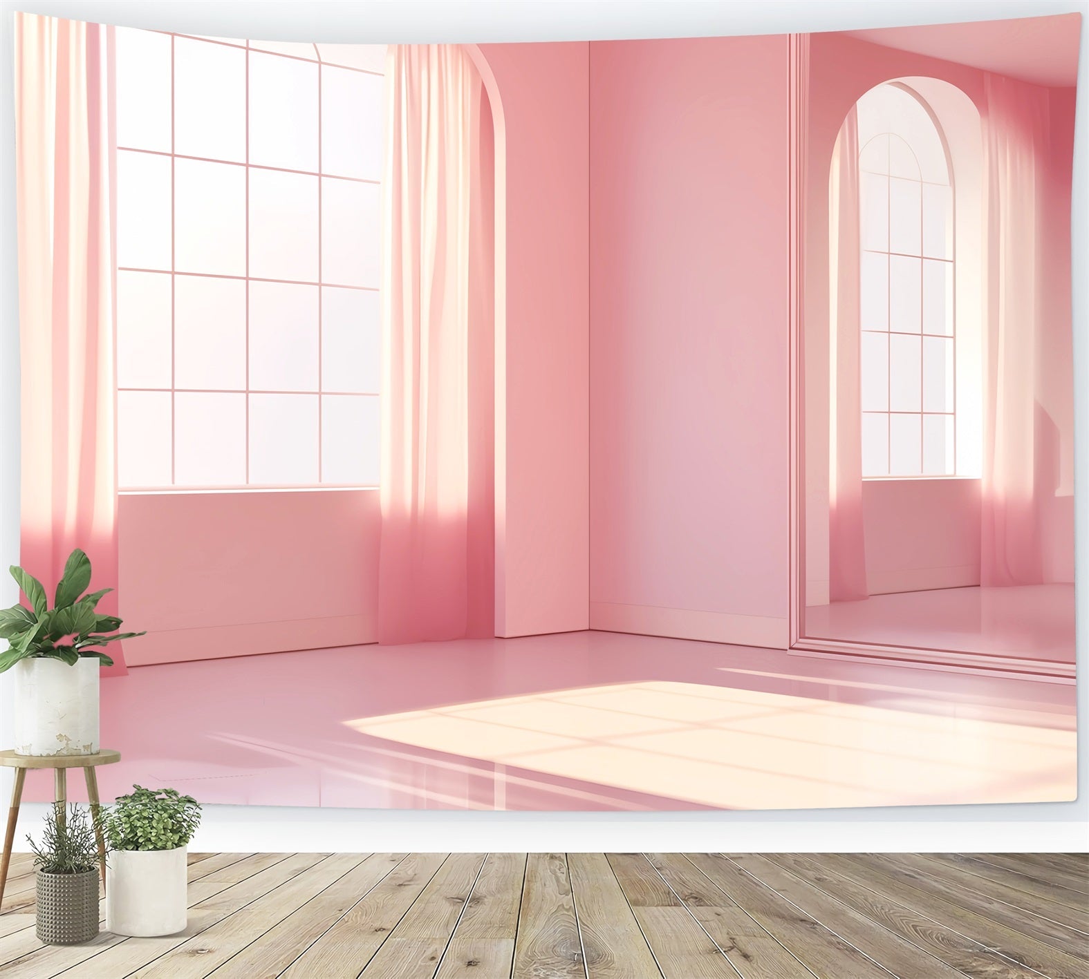 Tanzstudio-Fotohintergrund Minimalistischer rosa Spiegel Studio Schule Tanzfotohintergrund LXX59-26