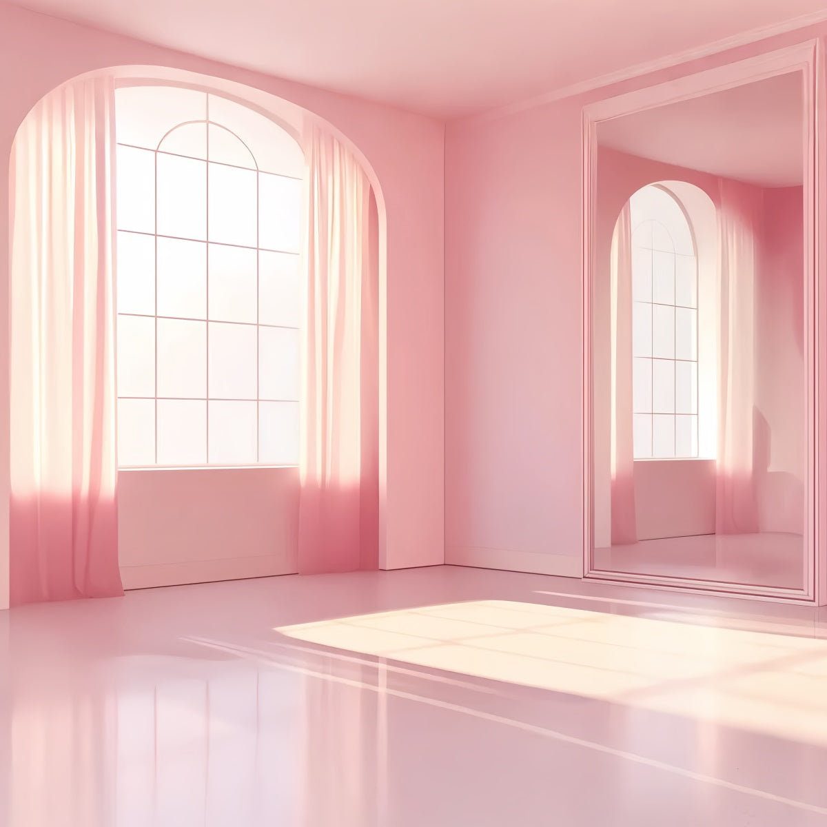 Tanzstudio-Fotohintergrund Minimalistischer rosa Spiegel Studio Schule Tanzfotohintergrund LXX59-26