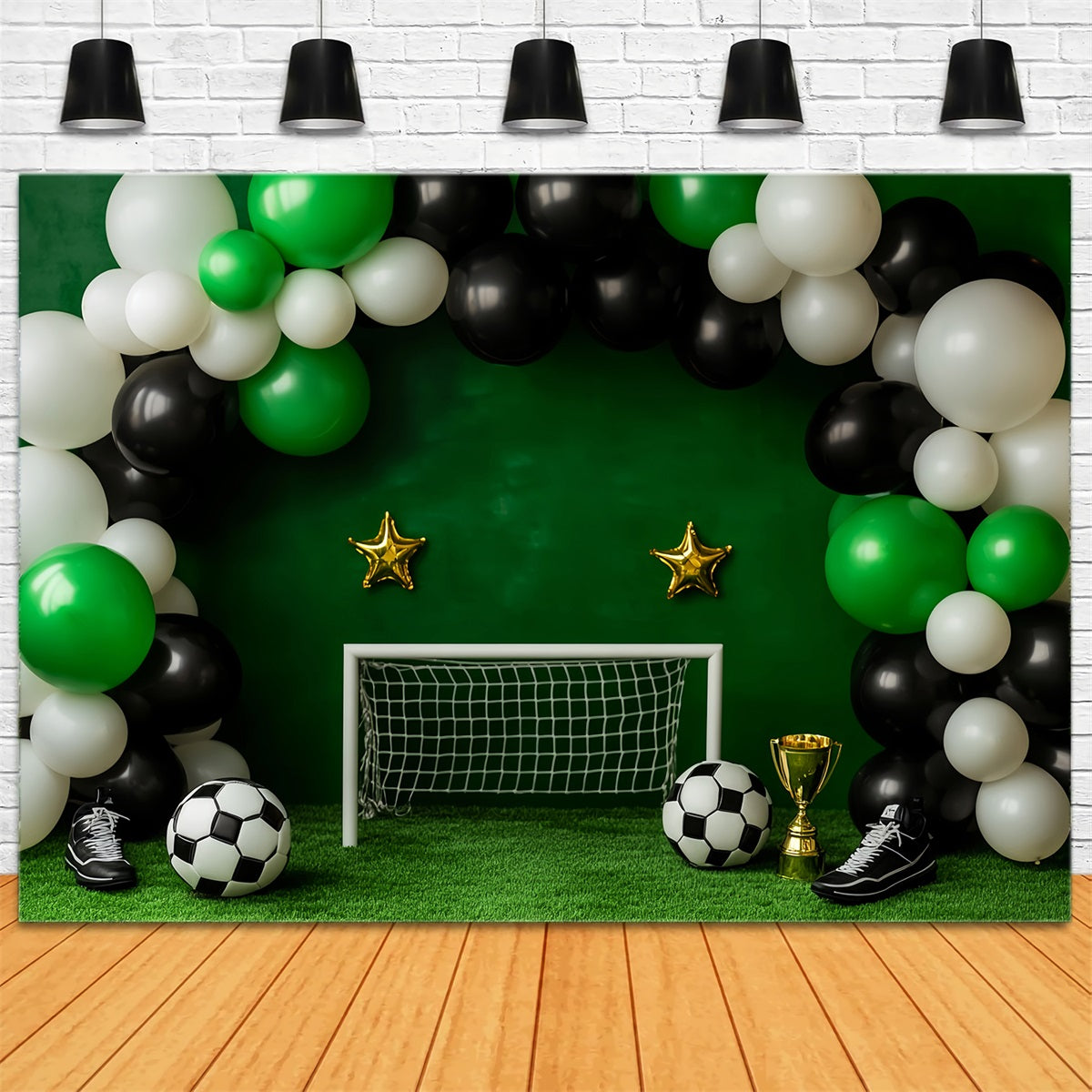 Sport-Fotohintergrund Fußball-Ballons Torjubel Fußball-Fotohintergrund LXX59-297