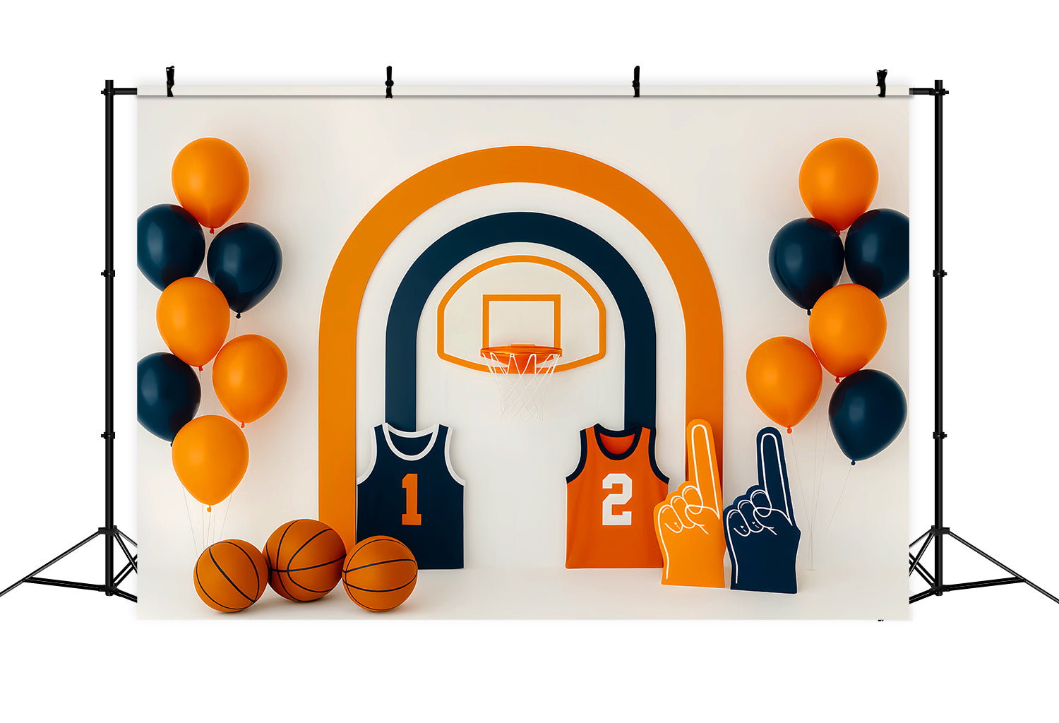 Sport-Fotohintergrund Orange-Blau Basketball-Display Basketball-Fotohintergrund LXX59-305