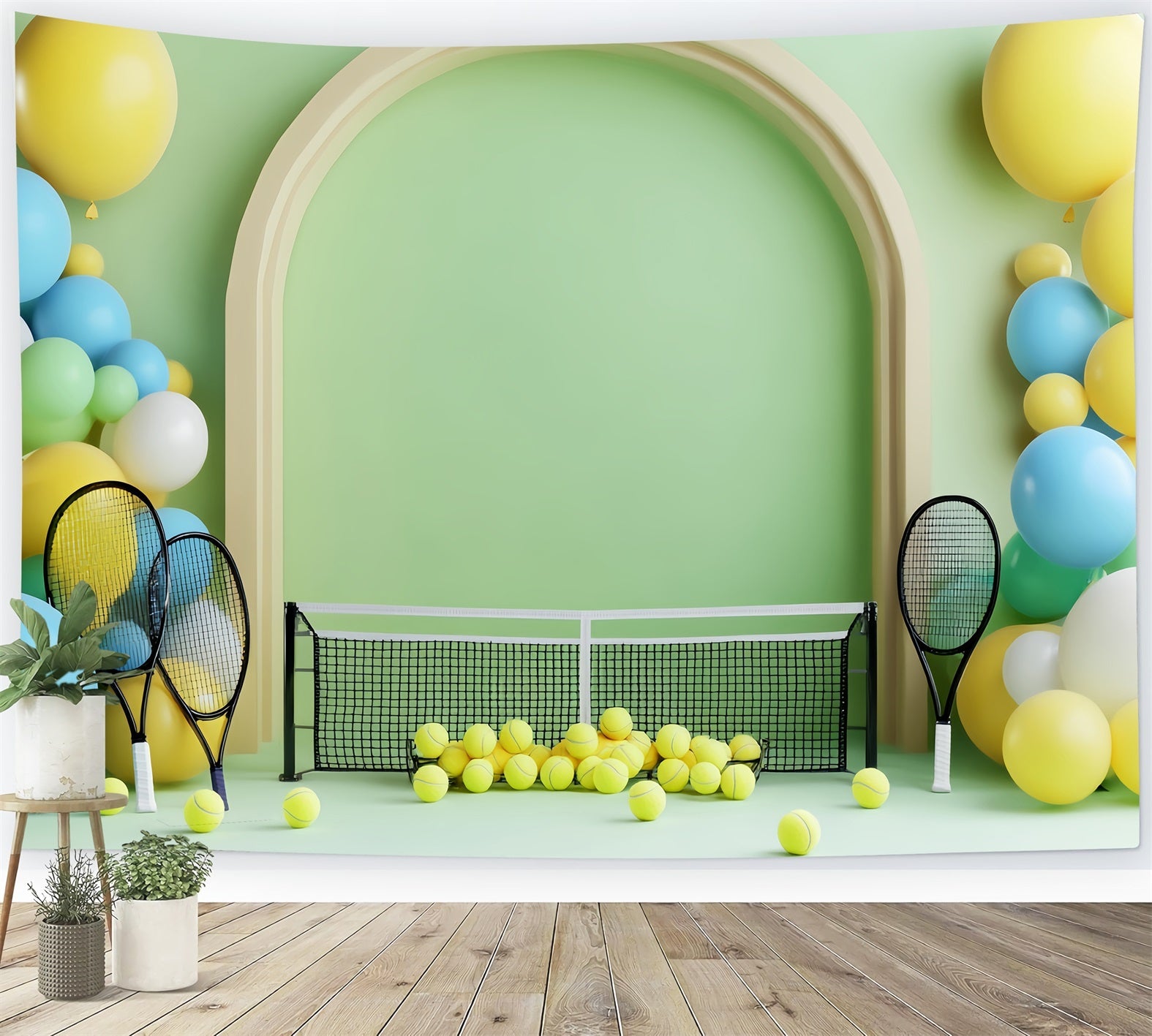 Sport-Fotohintergrund Bunte Tennisball-Ballon-Dekoration Sport-Studiohintergründe LXX59-307
