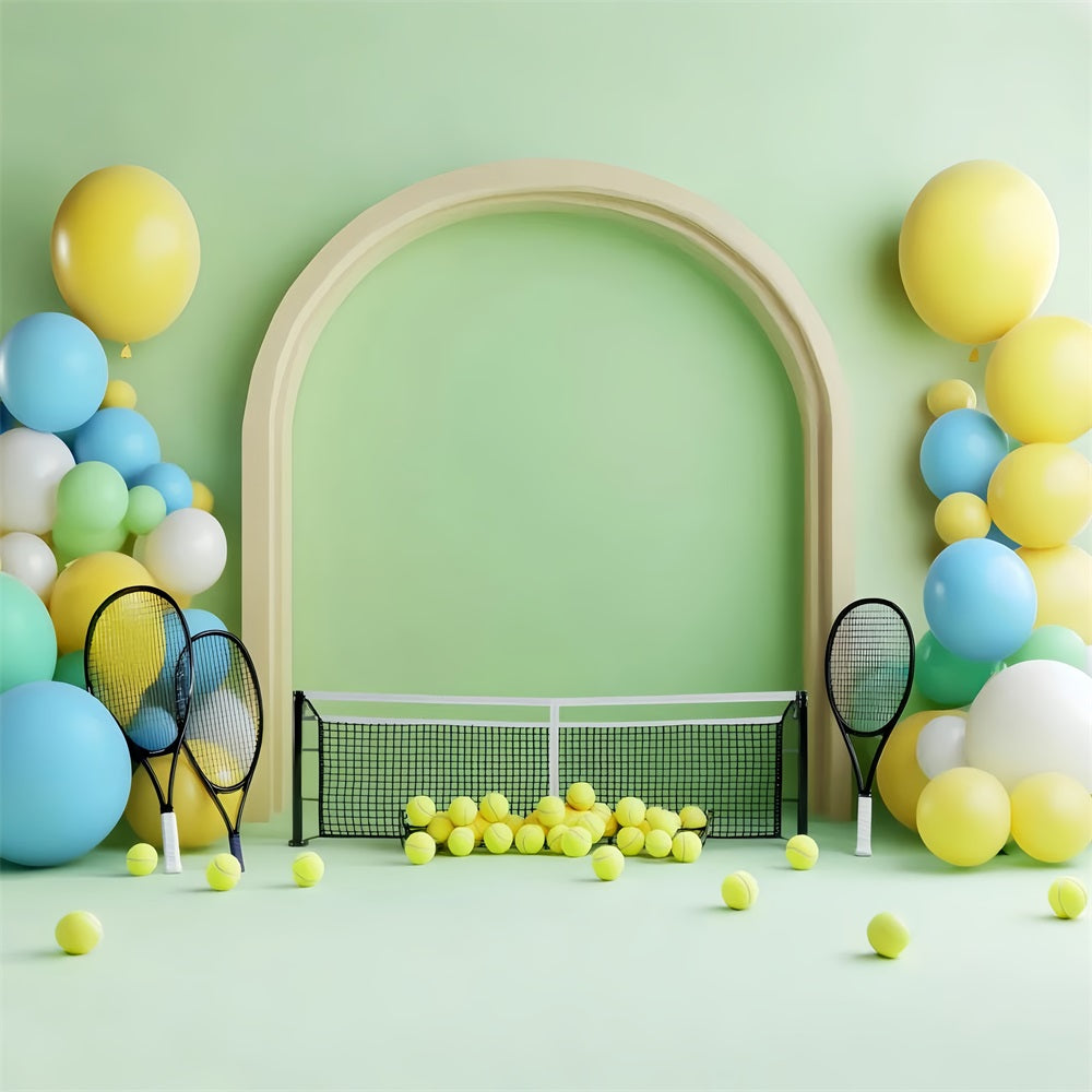 Sport-Fotohintergrund Bunte Tennisball-Ballon-Dekoration Sport-Studiohintergründe LXX59-307