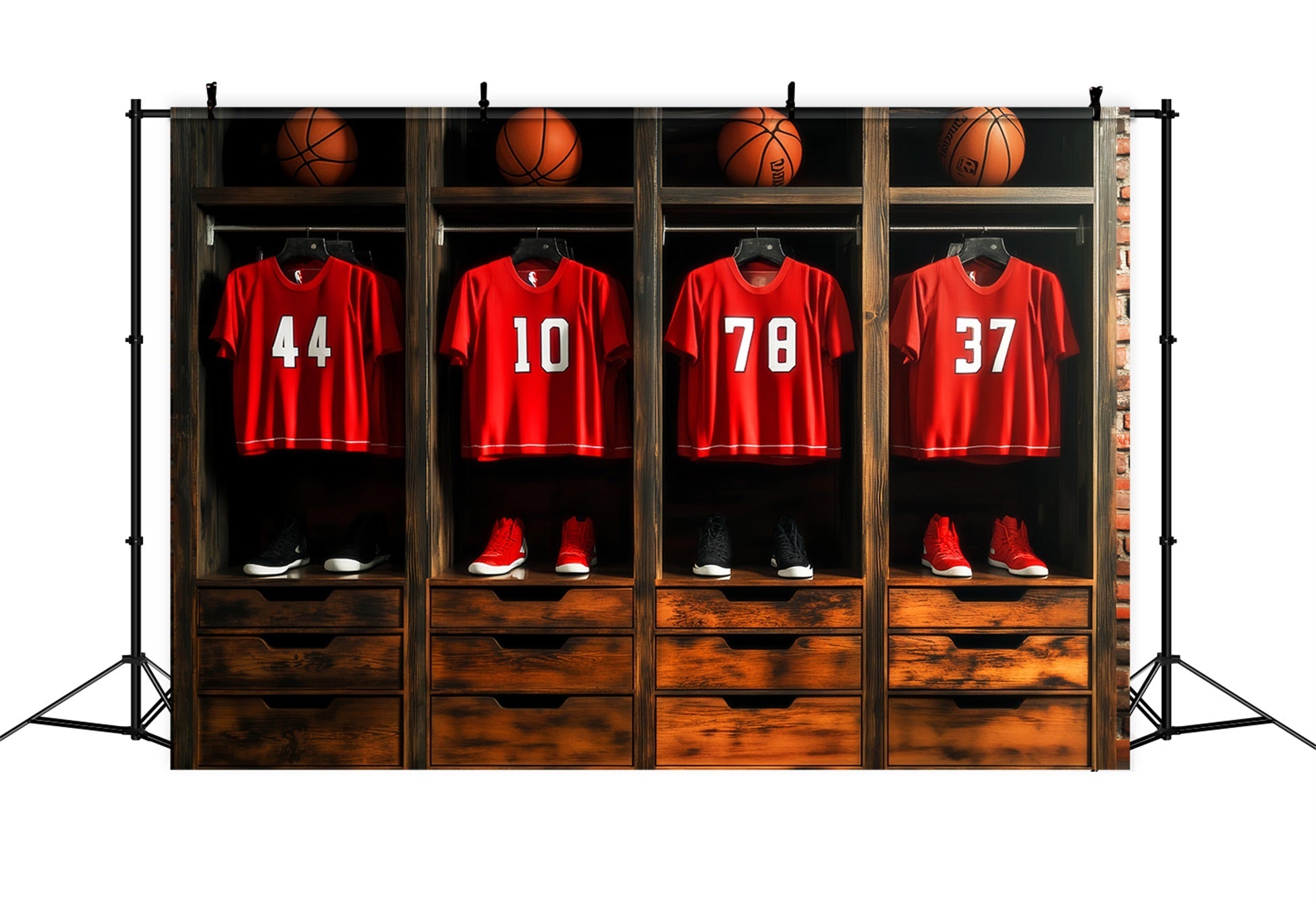 Sport-Fotohintergrund Rotes Trikot Basketball Spind Basketball-Foto-Fotohintergrund LXX59-310