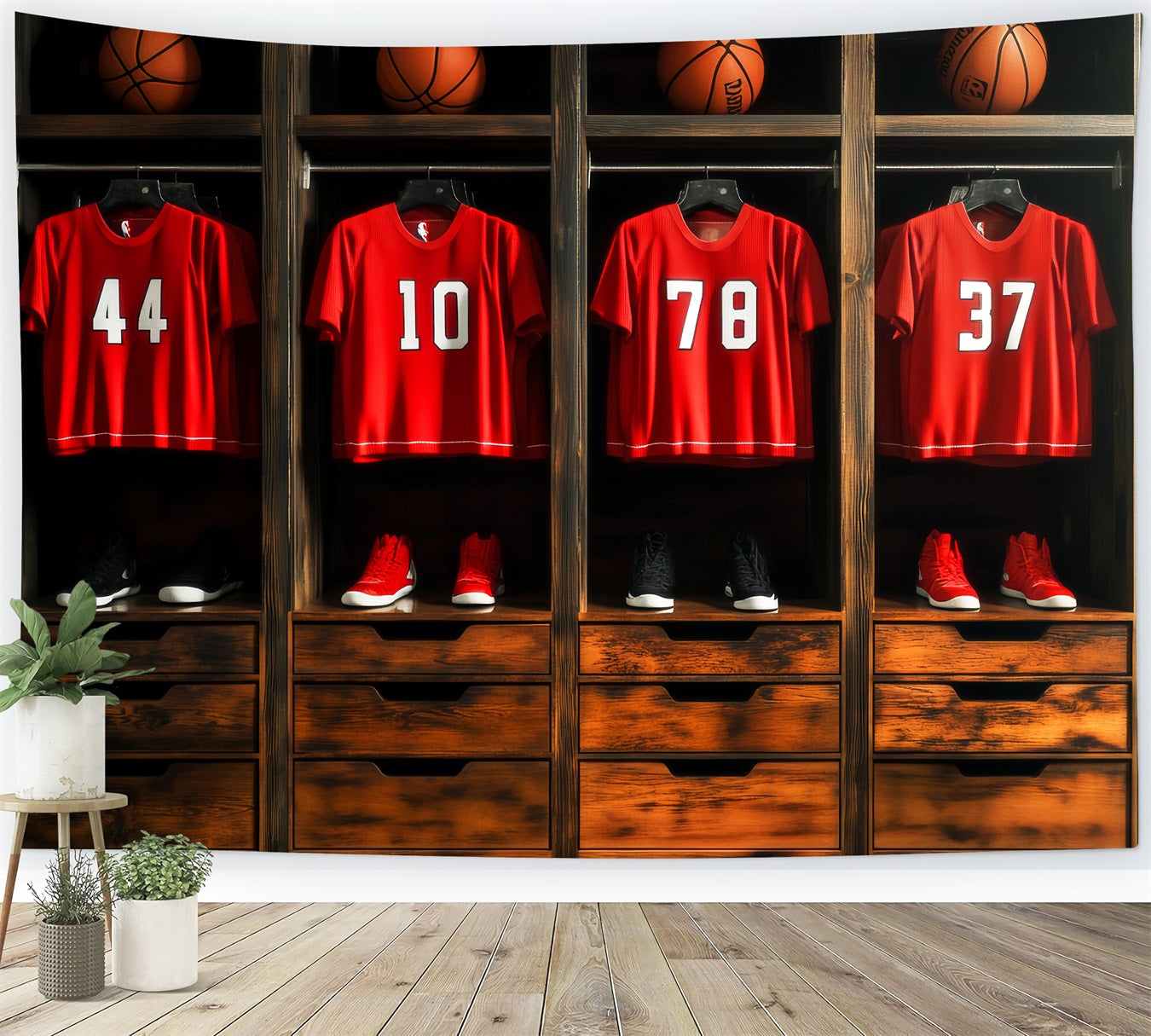 Sport-Fotohintergrund Rotes Trikot Basketball Spind Basketball-Foto-Fotohintergrund LXX59-310
