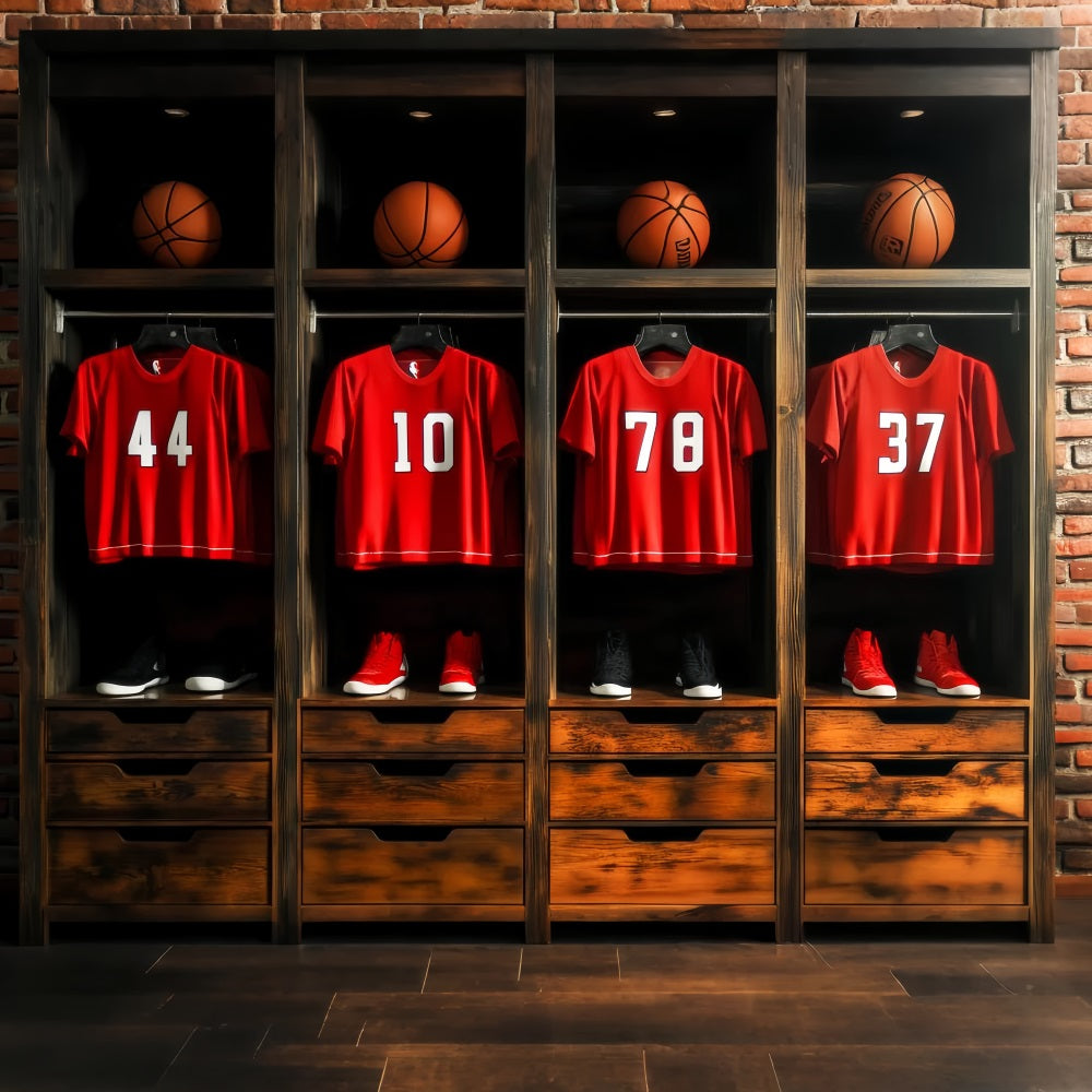Sport-Fotohintergrund Rotes Trikot Basketball Spind Basketball-Foto-Fotohintergrund LXX59-310