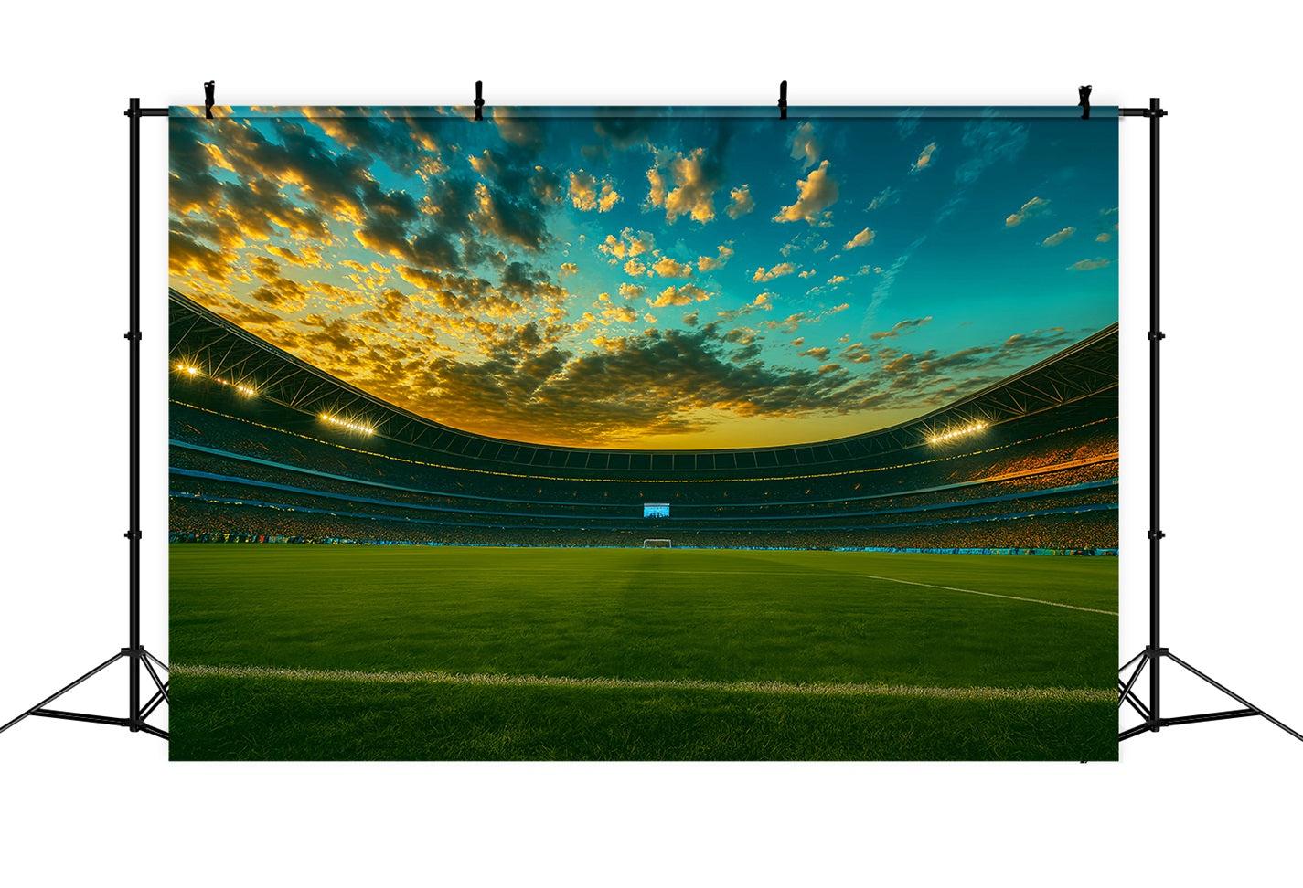 Fußball-Fotohintergrund Großes Stadion, Abendbeleuchtung Sport-Fotohintergrund LXX59-321