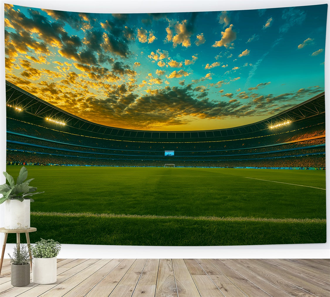 Fußball-Fotohintergrund Großes Stadion, Abendbeleuchtung Sport-Fotohintergrund LXX59-321