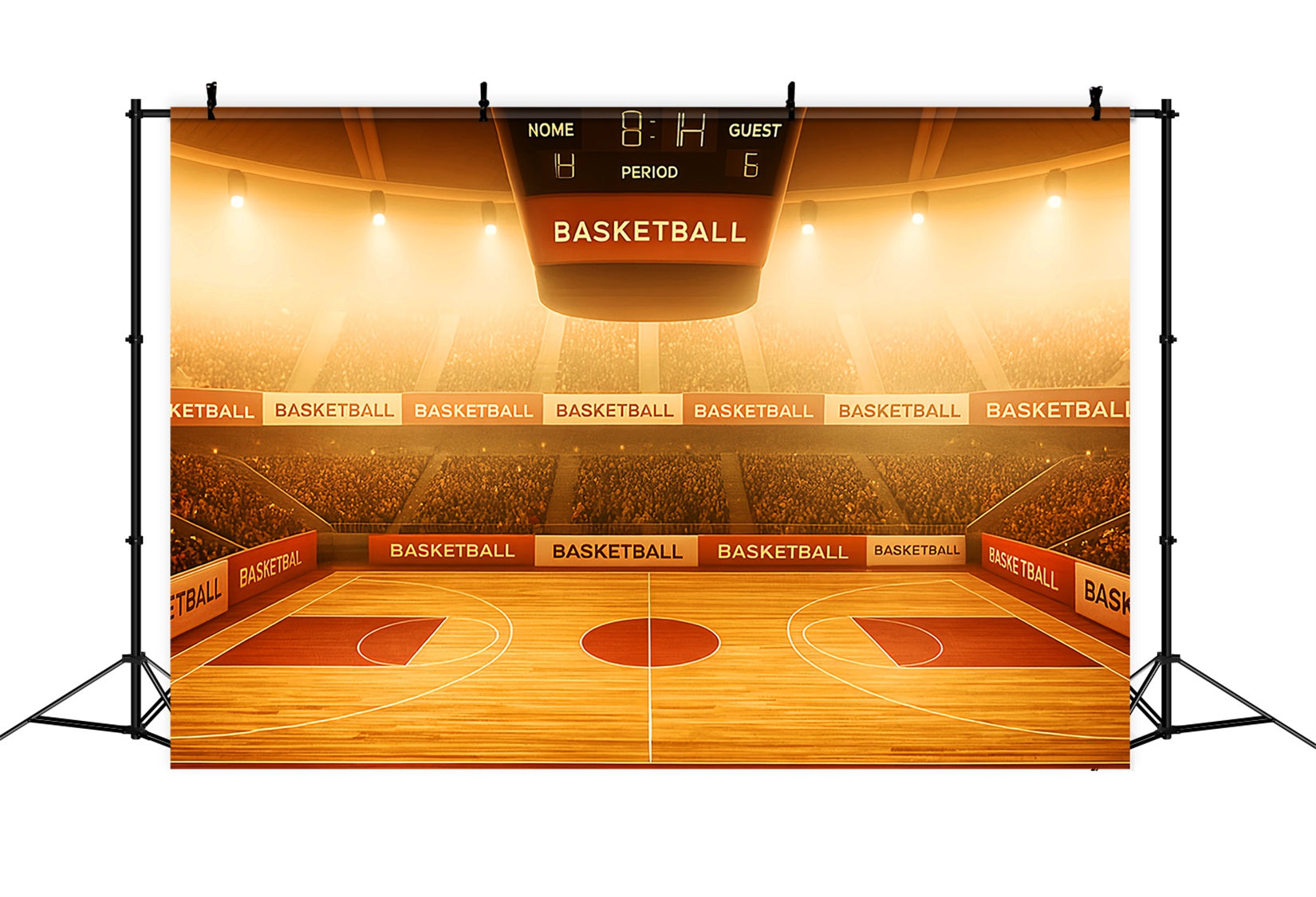 Basketball-Studiohintergründe Goldener Schein Basketball-Arena Sport-Fotohintergrund LXX59-327