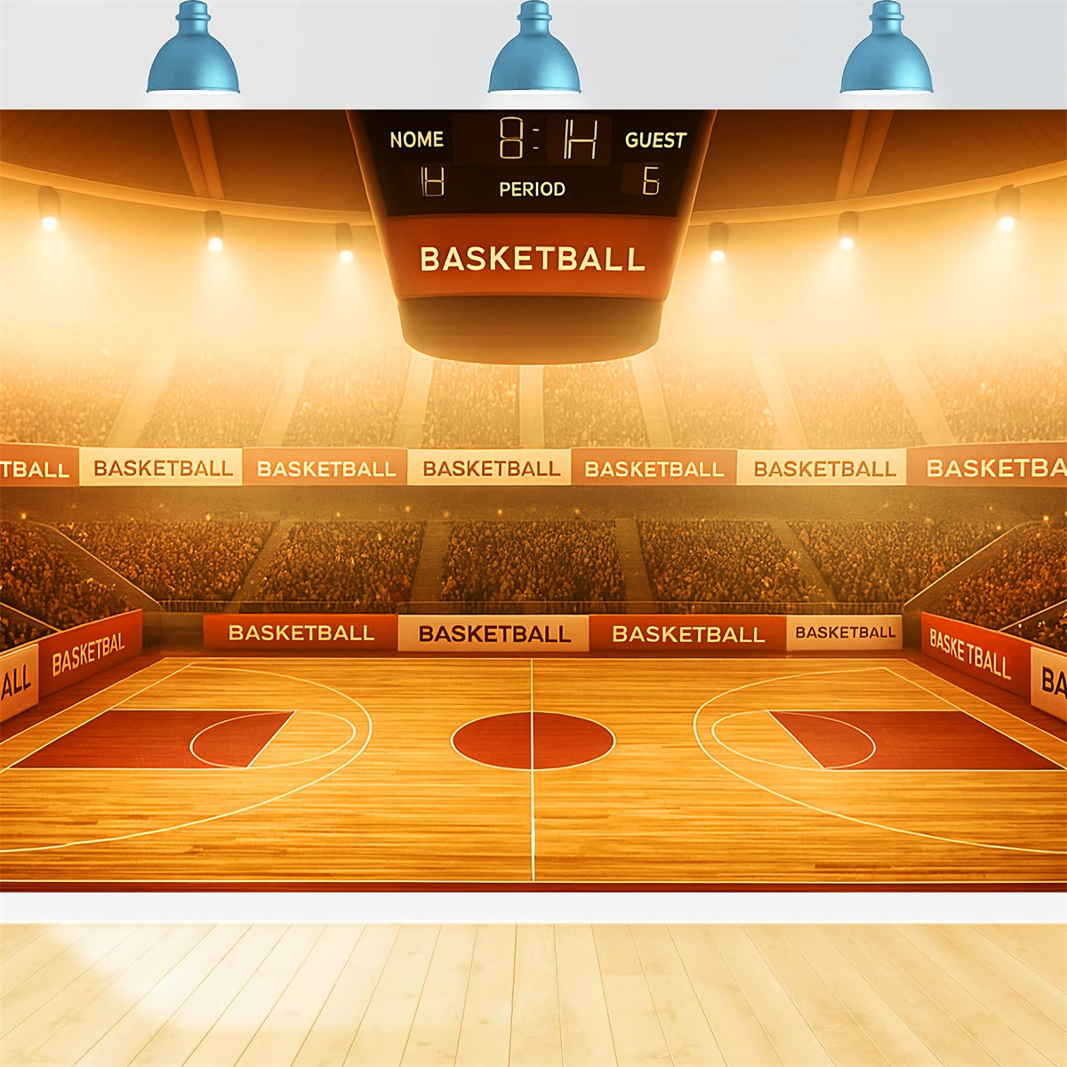 Basketball-Studiohintergründe Goldener Schein Basketball-Arena Sport-Fotohintergrund LXX59-327