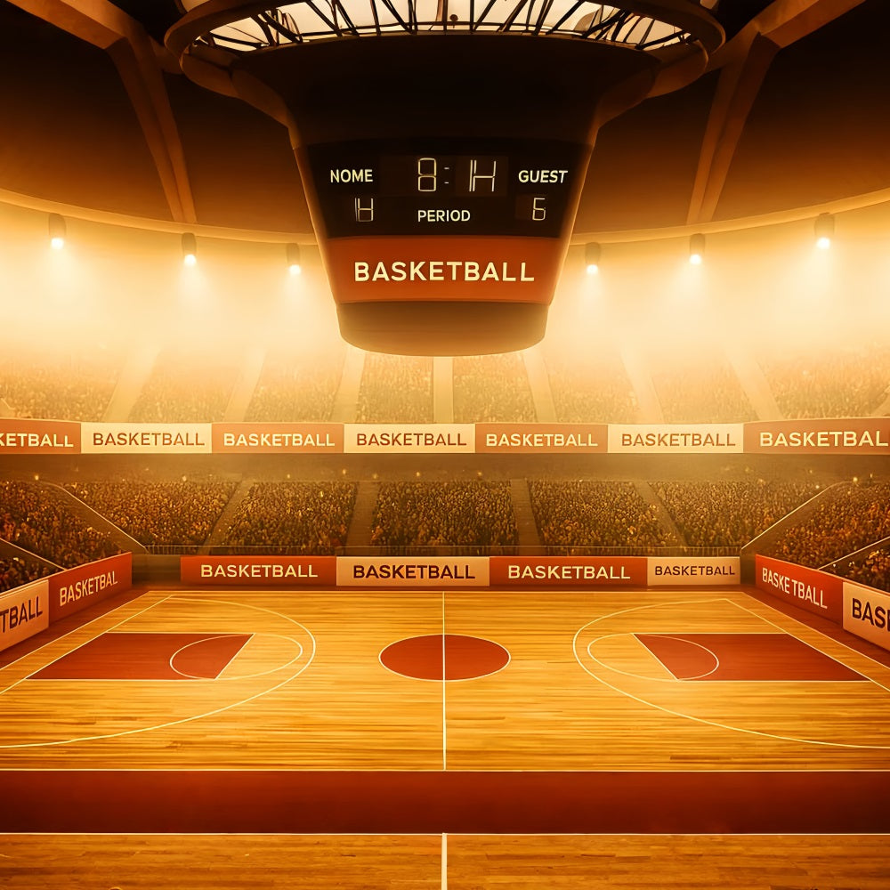 Basketball-Studiohintergründe Goldener Schein Basketball-Arena Sport-Fotohintergrund LXX59-327