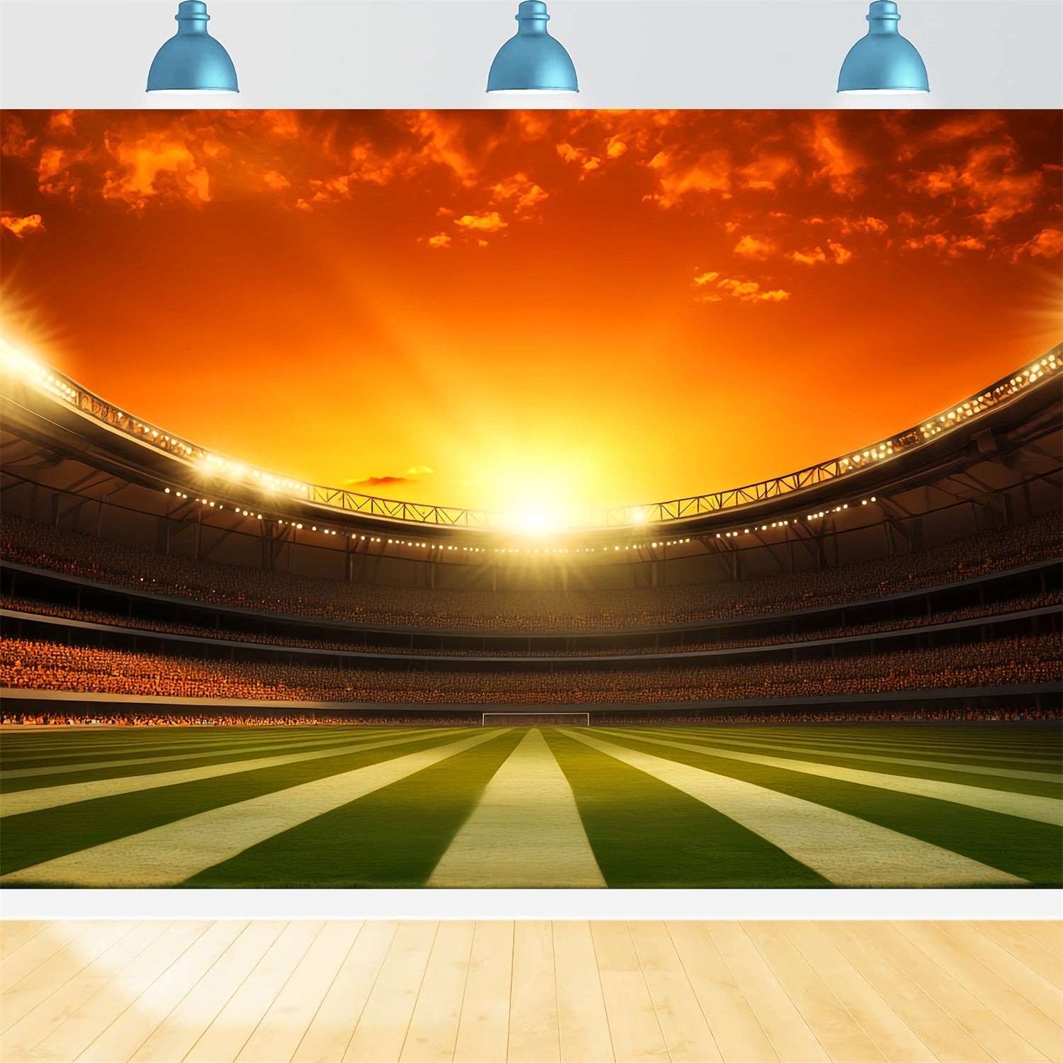 Fußball-Studiohintergründe Sonnenuntergang Fußballarena Sport-Fotohintergrund LXX59-330