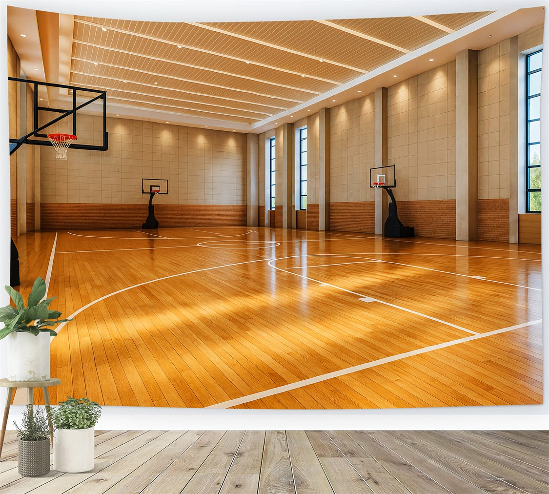 Basketball-Studiohintergründe Moderner Indoor-Basketballplatz Fußball-Fotohintergrund LXX59-337