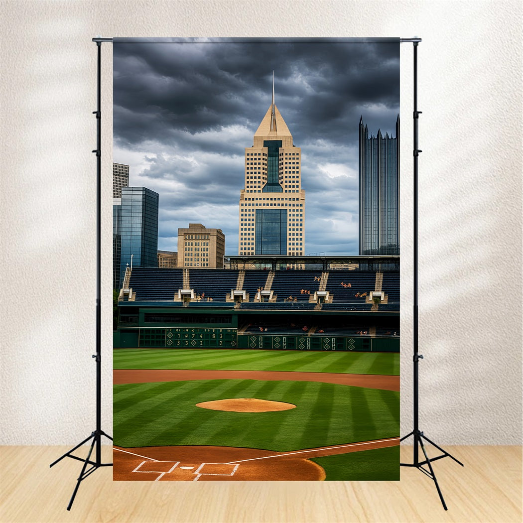 Sport-Fotohintergrund Stadt-Skyline Baseballfeld Baseball-Fotohintergrund LXX59-339