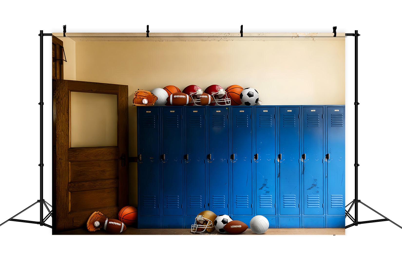 Sport-Fotohintergrund Umkleideraum Sportausrüstung Sport-Studiohintergründe LXX59-343