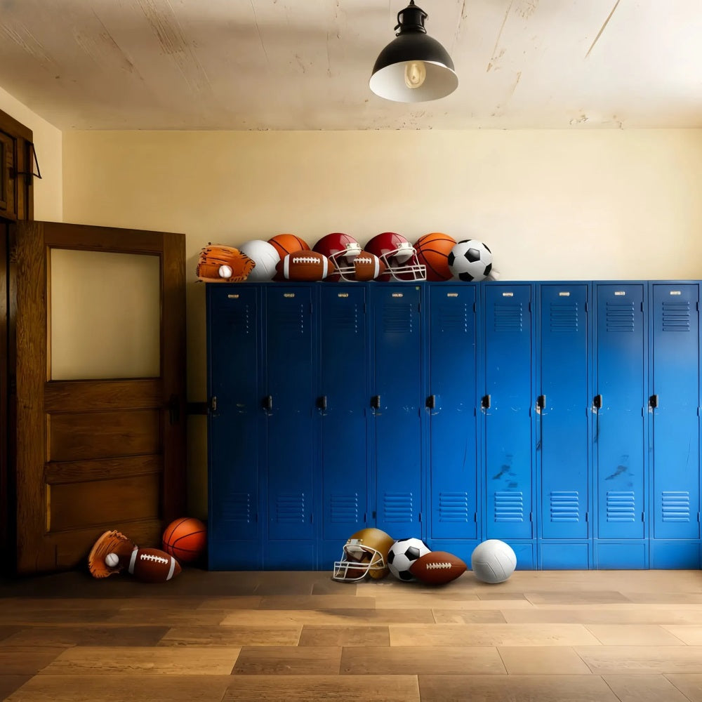 Sport-Fotohintergrund Umkleideraum Sportausrüstung Sport-Studiohintergründe LXX59-343