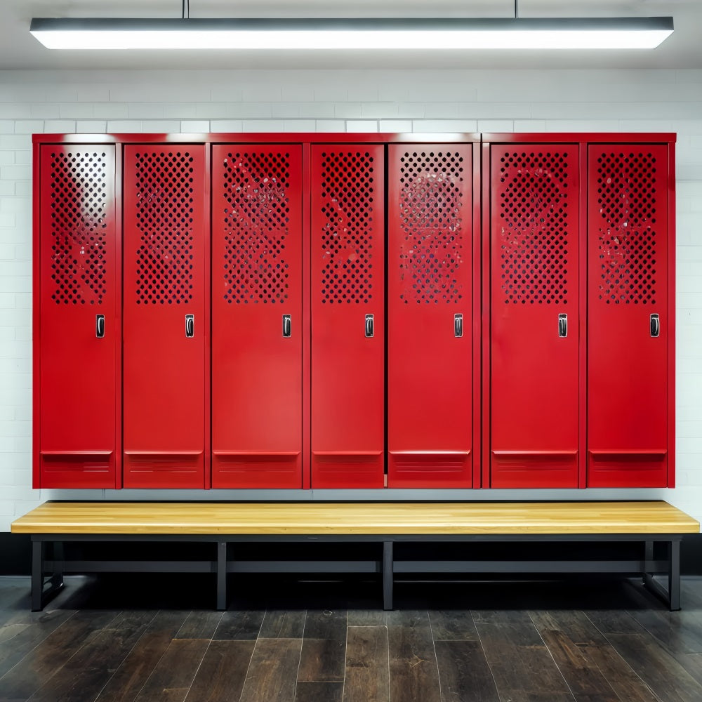 Sport-Fotohintergrund Rote Umkleidekabinenbank Sport-Studiohintergründe für die Fotografie LXX59-347