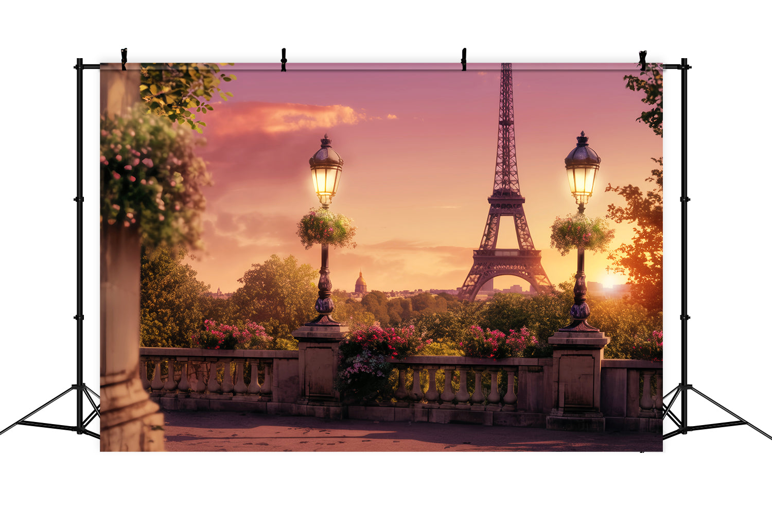 Paris Straßenhintergründe Eiffelturm Sonnenuntergang Balkon Paris Fotohintergrundideen LXX59-40
