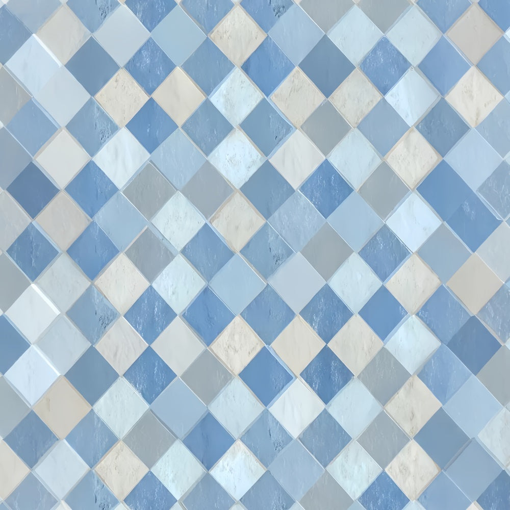 Porträt-Studio-Fotohintergrund Blaues Diamantfliesenmuster Familienporträt-Fotohintergrund LXX59-438