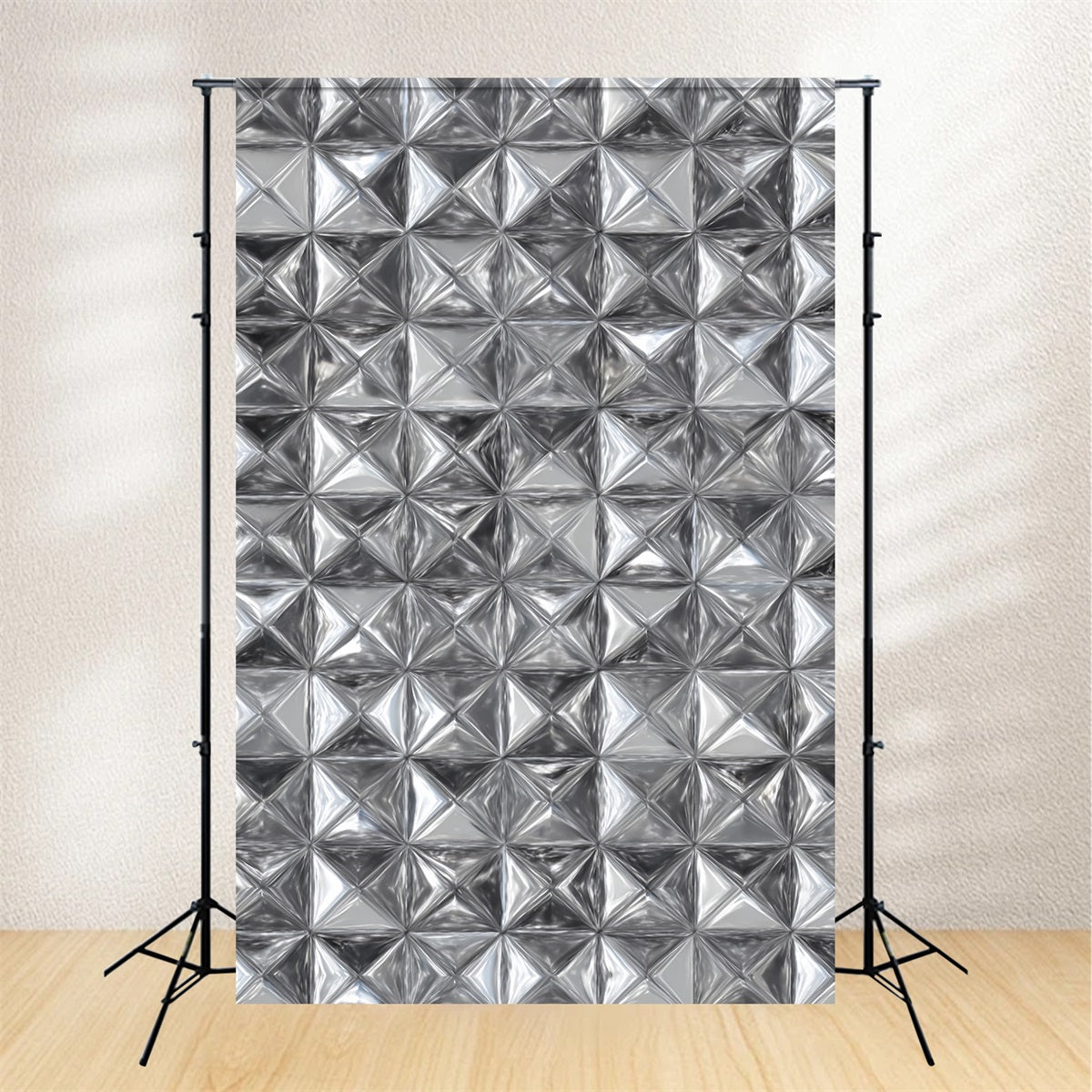 Fotohintergrund für Schulporträts Silberne geometrische Metallstruktur Porträt-Studiohintergründe LXX59-442