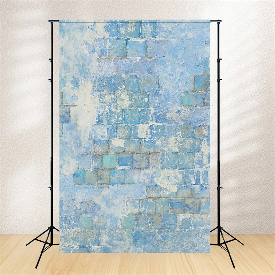 Fotohintergrund mit Betonwand Hellblaue Ziegelstruktur Porträt-Studiohintergründe LXX59-444