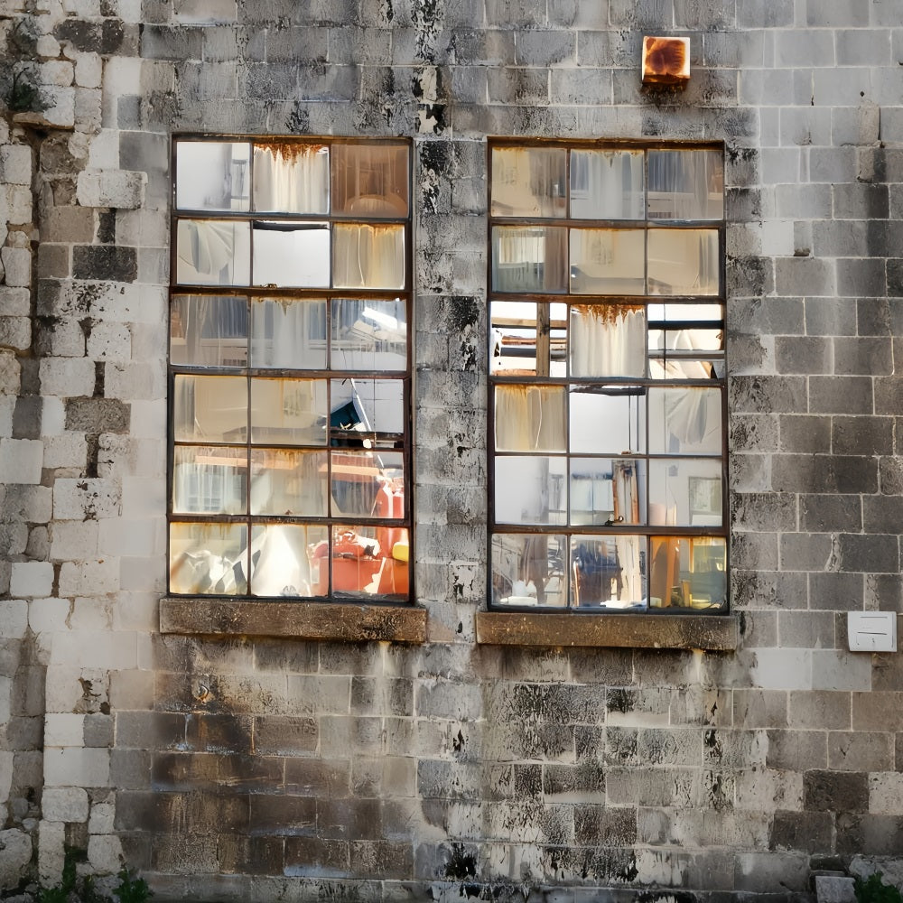 Betonhintergrund Rostiges industrielles Fenster Wand Familienporträt-Fotohintergrund LXX59-445