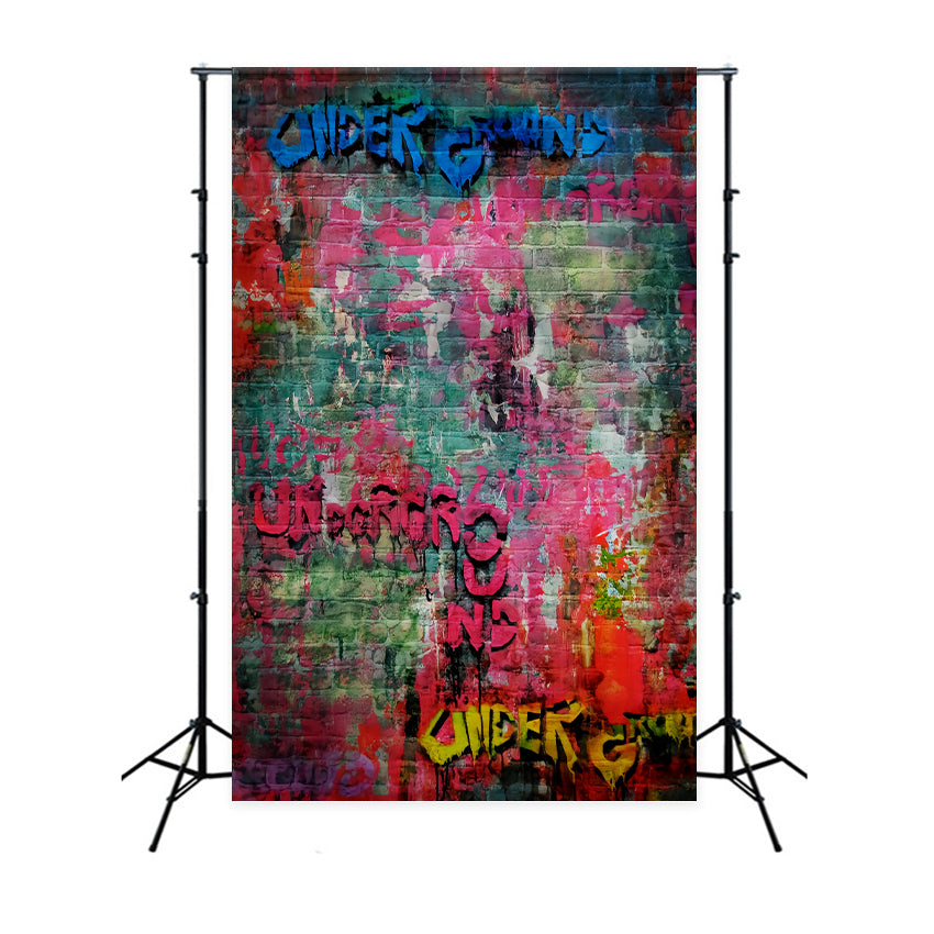 Beton-Fotohintergrund Bunte urbane Graffiti-Wand Schulporträt-Fotohintergrund LXX59-458