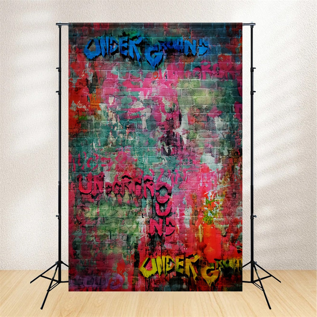 Beton-Fotohintergrund Bunte urbane Graffiti-Wand Schulporträt-Fotohintergrund LXX59-458