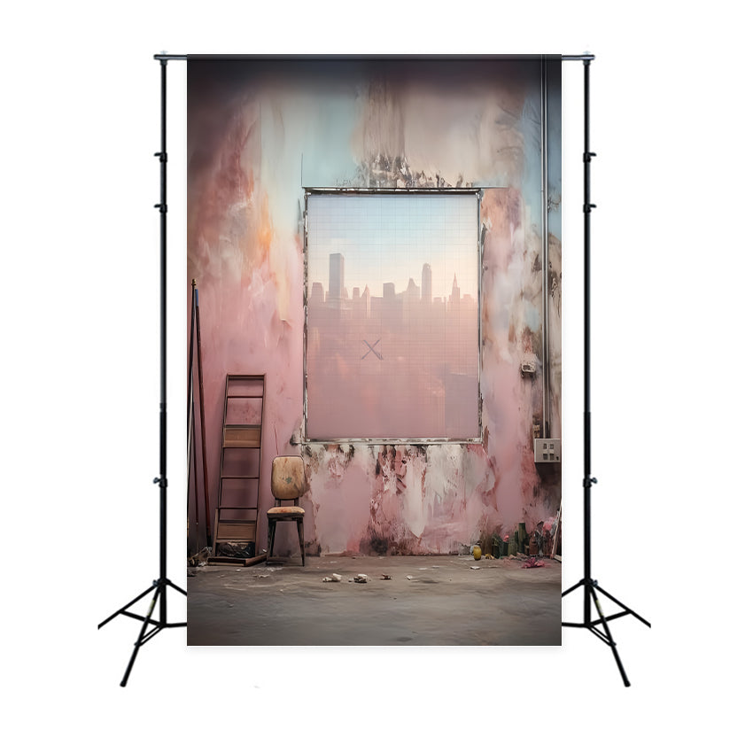 Porträtfotografie-Fotohintergrund Urbanes Studio Pastellfarbene Wand Familienporträt-Fotohintergrund LXX59-463