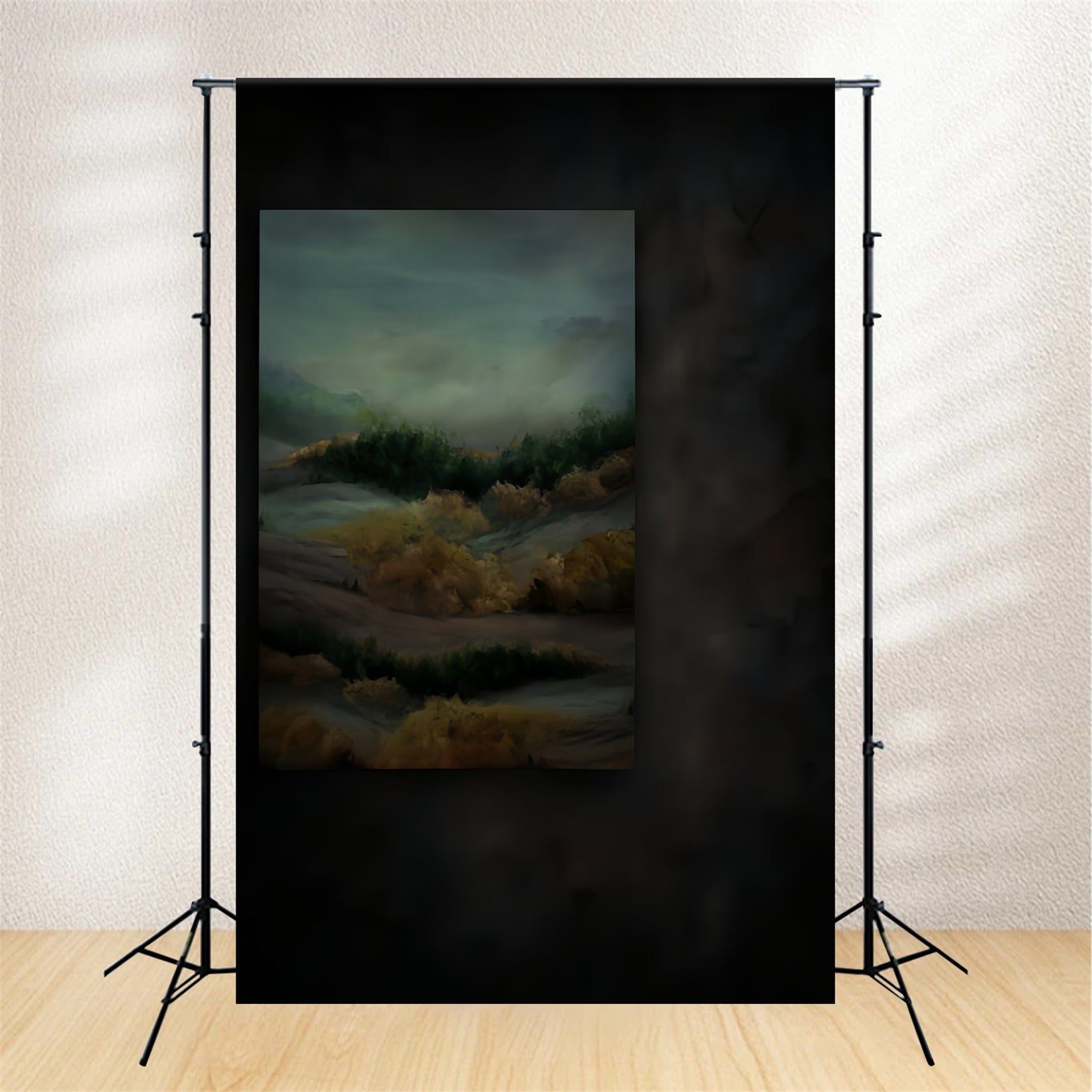 Porträtstudio-Fotohintergrund Nebliges Herbstlandschaftsgemälde Porträt-Fotohintergrund LXX59-464
